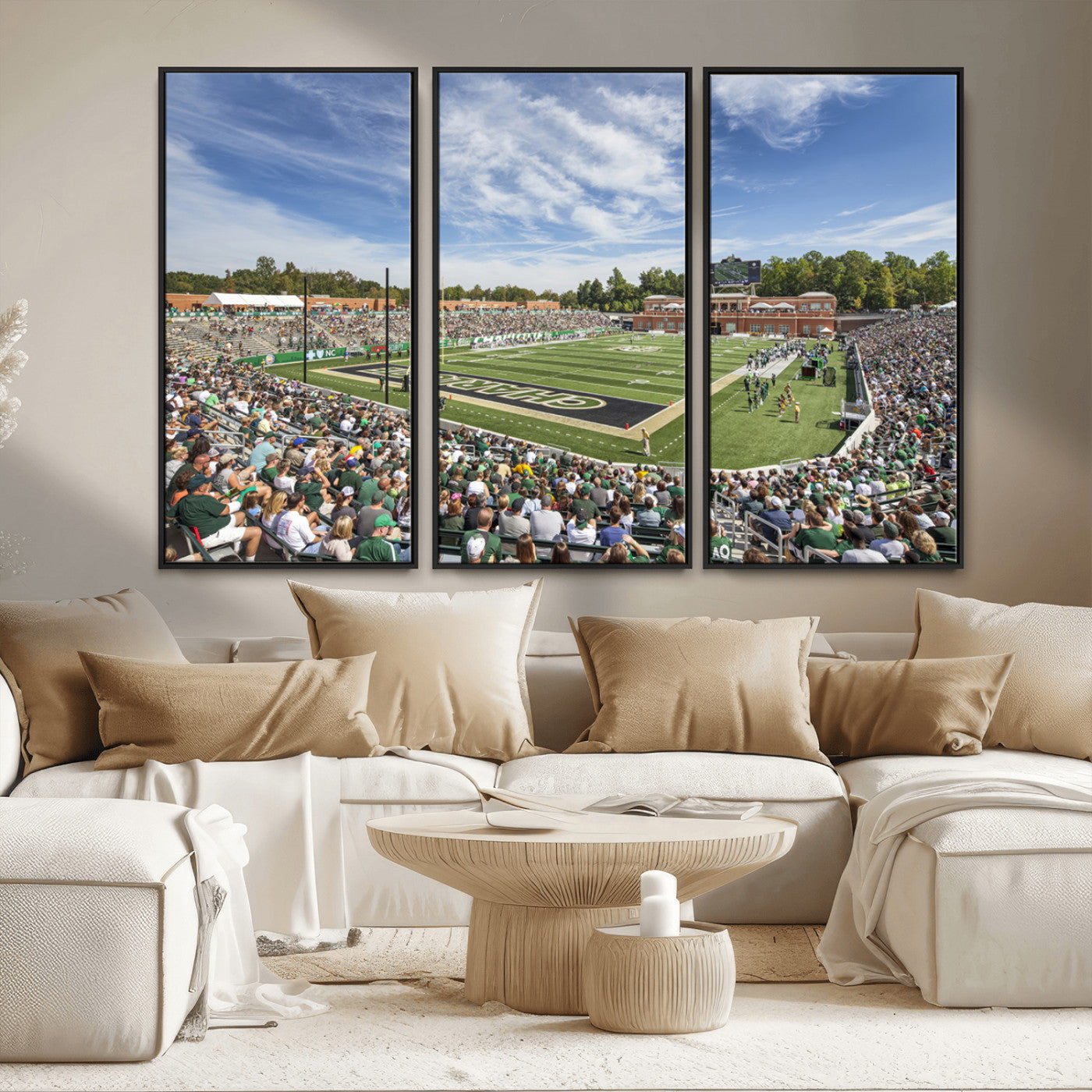 MGV-FC-48X32-3P - University of Charlotte 49ers Football Team Print - Charlotte Jerry Richardson Stadium Canvas Print