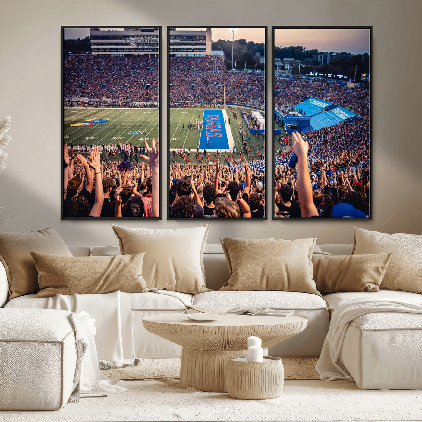 MGV-FC-48X32-3P - University of Kansas Jayhawks Football Team Art Print - Lawrence Kansas Memorial Stadium Wall Art