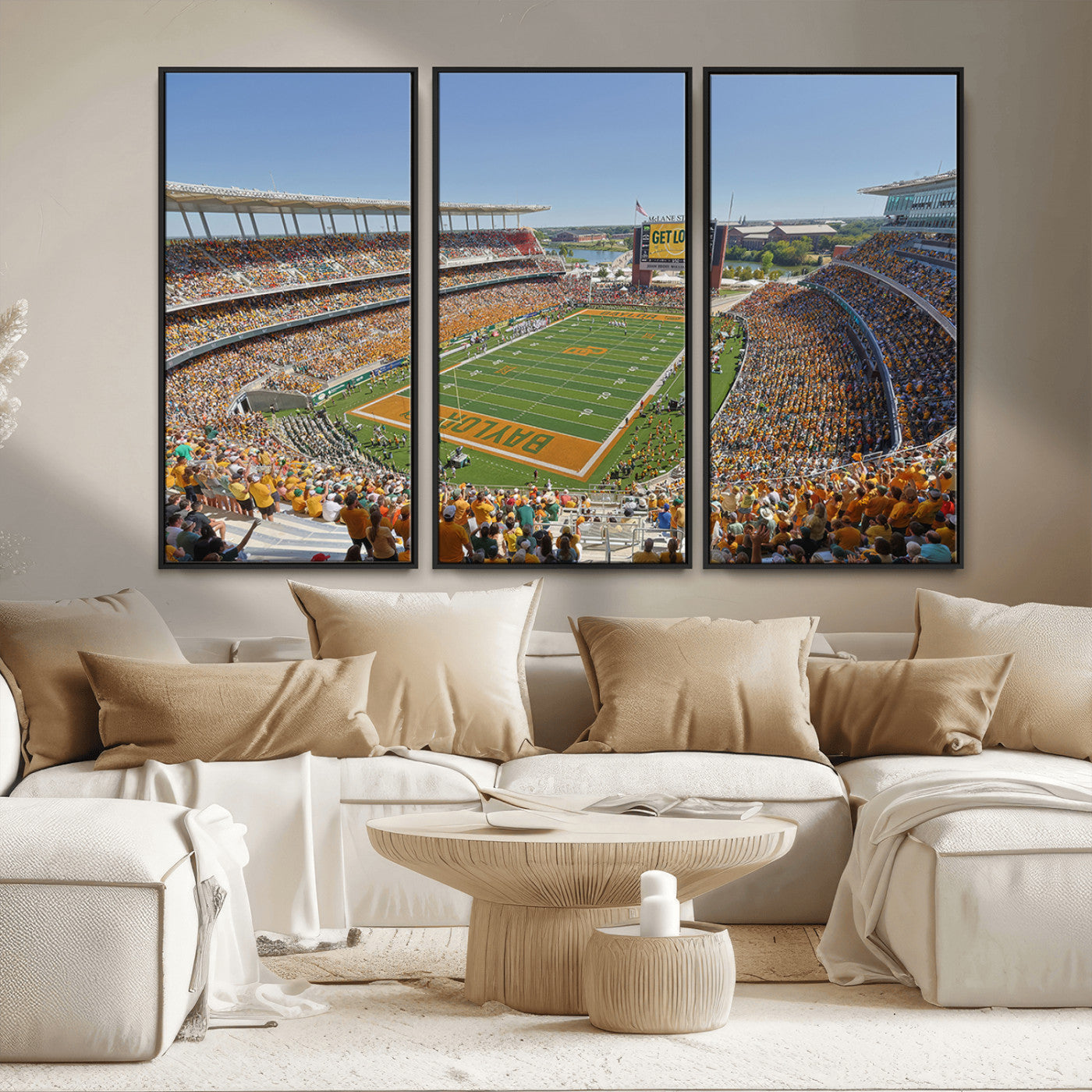 MGV-FC-48X32-3P - Baylor University Bears Football Team Print - Waco McLane Stadium Wall Art Canvas Print