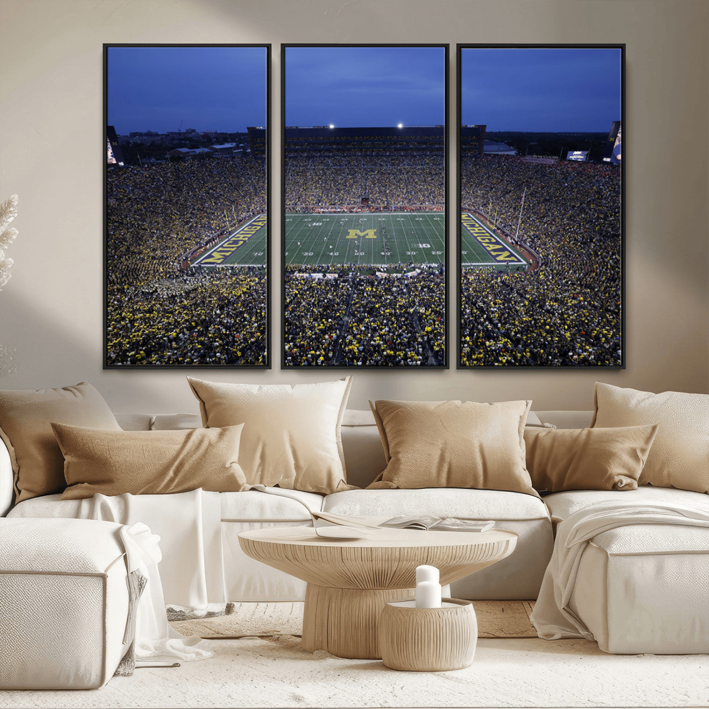 MGV-FC-48X32-3P - University of Michigan Wolverines Football Team Print - Ann Arbor Michigan Stadium Wall Art Canvas