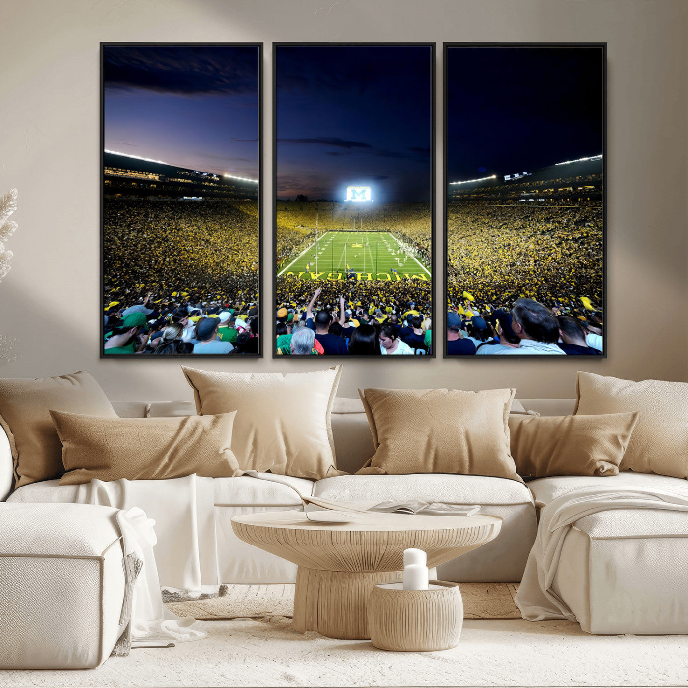 MGV-FC-48X32-3P - University of Michigan Wolverines Football Team Print - Ann Arbor Michigan Stadium Canvas Print