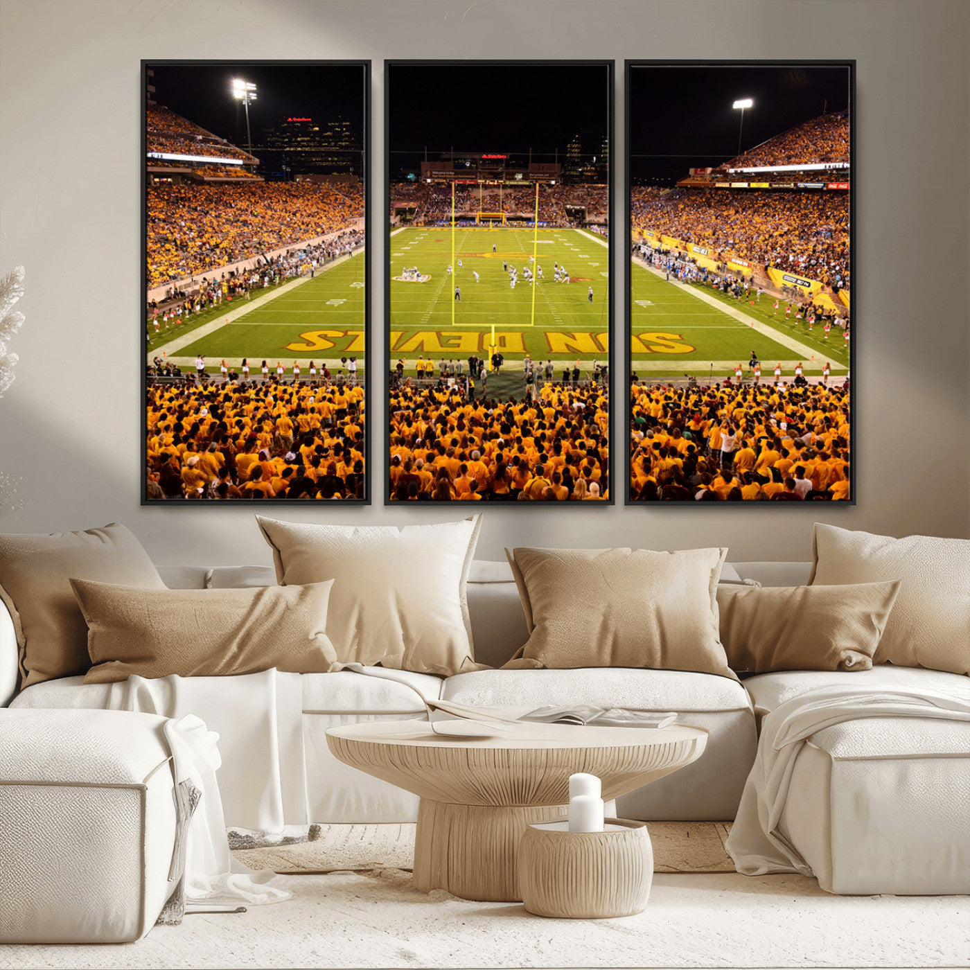 MGV-FC-48X32-3P - ASU Sun Devils Football Team Print - Phoenix Mountain America Stadium Wall Art Canvas Print