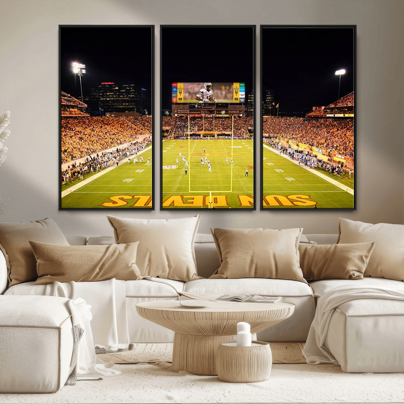 MGV-FC-48X32-3P - ASU Sun Devils Football Team Print - Phoenix Mountain America Stadium Canvas Print
