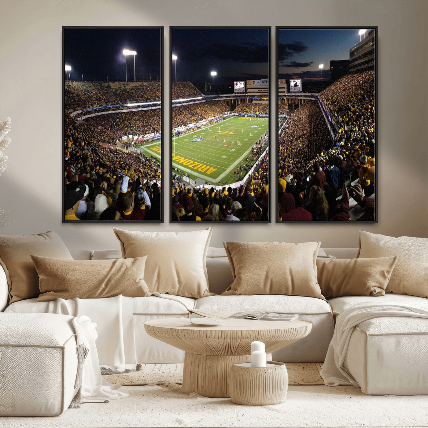 MGV-FC-48X32-3P - ASU Sun Devils Football Team Print Canvas - Phoenix Mountain America Stadium Wall Art Canvas Print