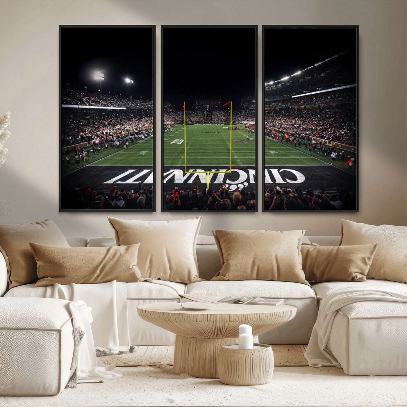 MGV-FC-48X32-3P - Cincinnati Bearcats Football Team Print - Nippert Stadium Wall Art Canvas Print