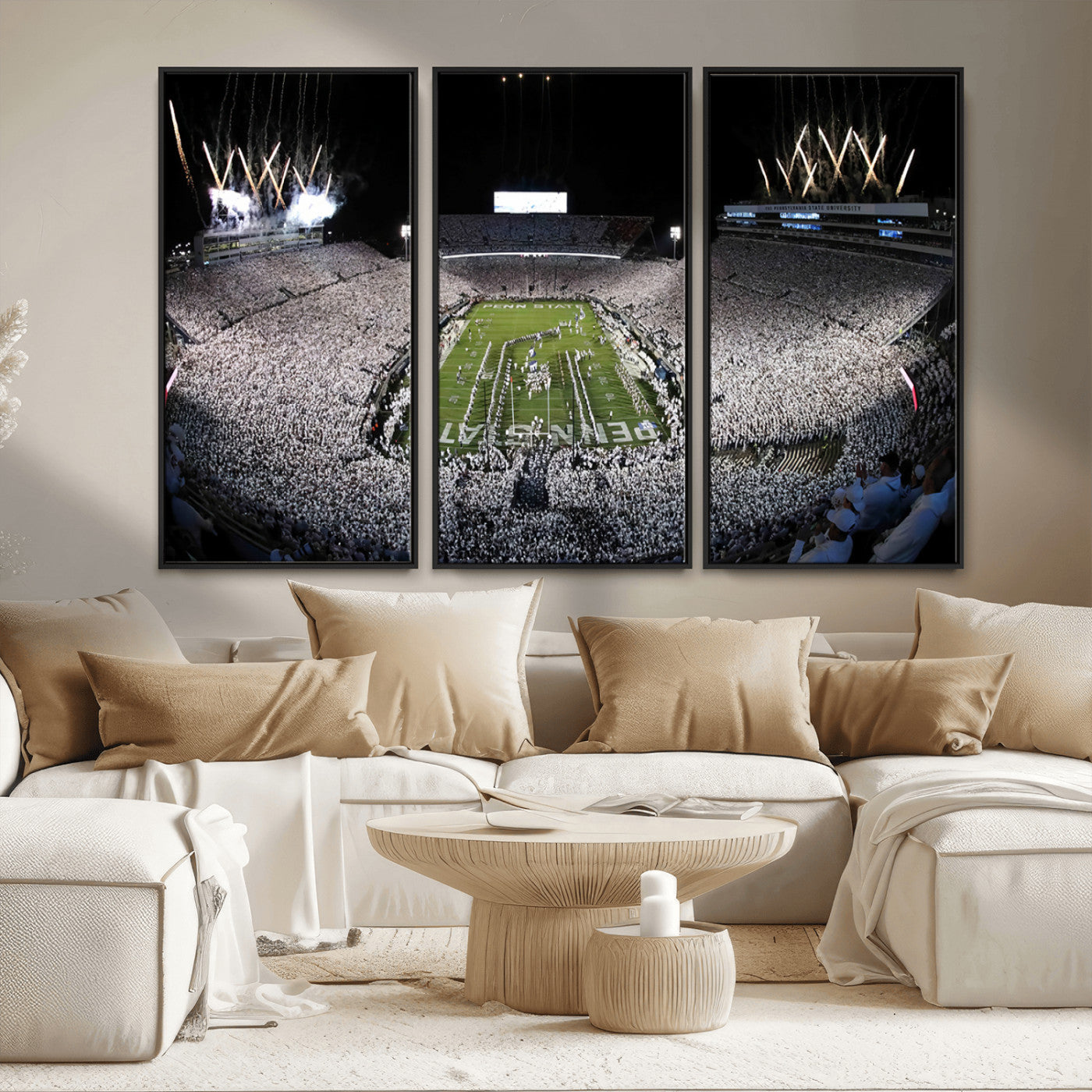 84537-MGV-FC-48X32-3P_Black-Penn State Beaver Stadium Canvas Wall Art - Nittany Lions Football Print