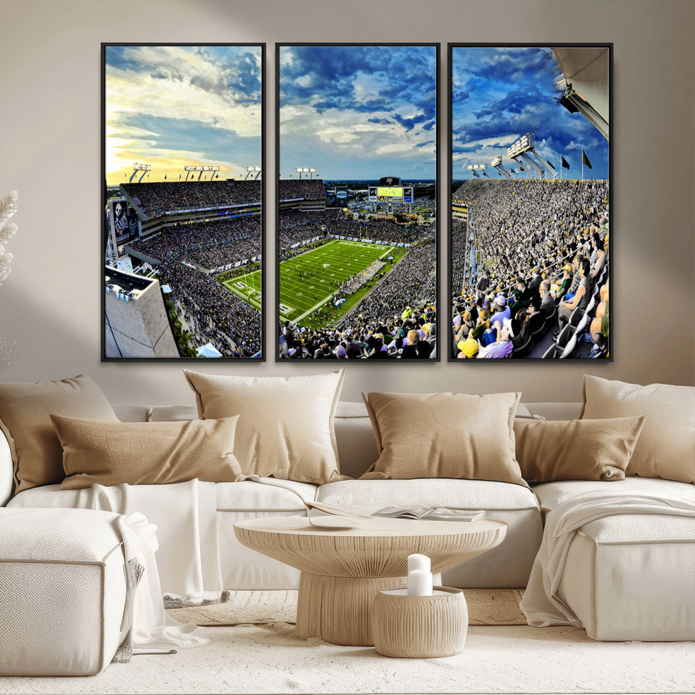 MGV-FC-48X32-3P - Framed USF Bulls Football Team Print - Tampa Raymond James Stadium Wall Art Canvas Print