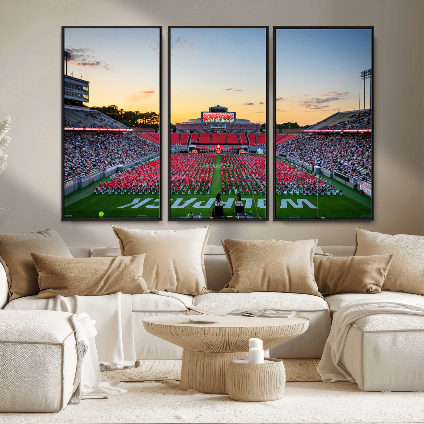 MGV-FC-48X32-3P - NC State Wolfpack Football Team Print Wall Art - Raleigh Carter-Finley Stadium Wall Art Canvas Print