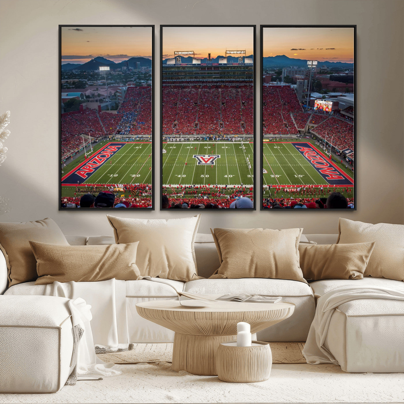 MGV-FC-48X32-3P - Arizona Wildcats Football Team Print - Tucson Arizona Stadium Wall Art Canvas Print