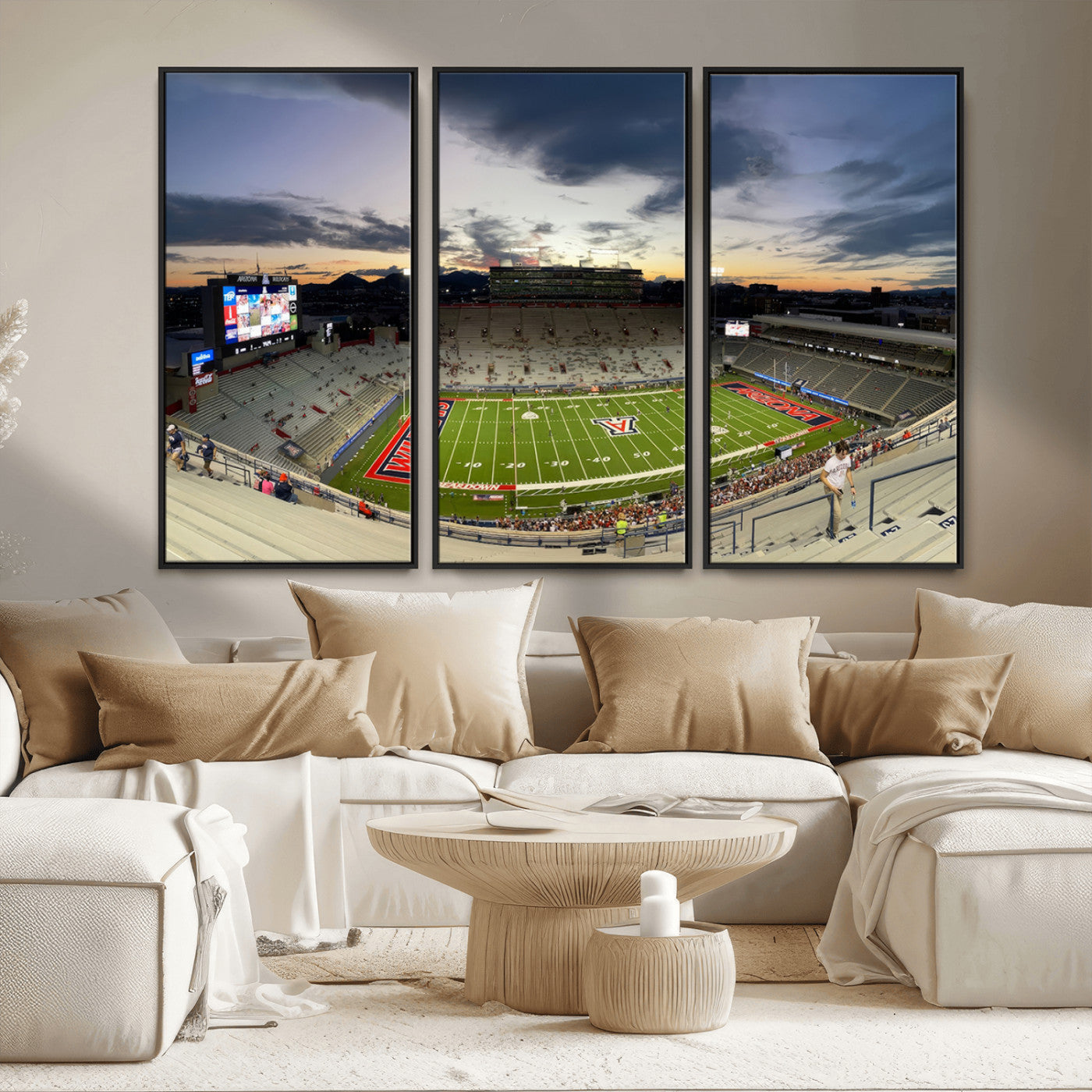 MGV-FC-48X32-3P - Arizona Wildcats Football Team Print - Tucson Arizona Stadium Wall Art Canvas Print