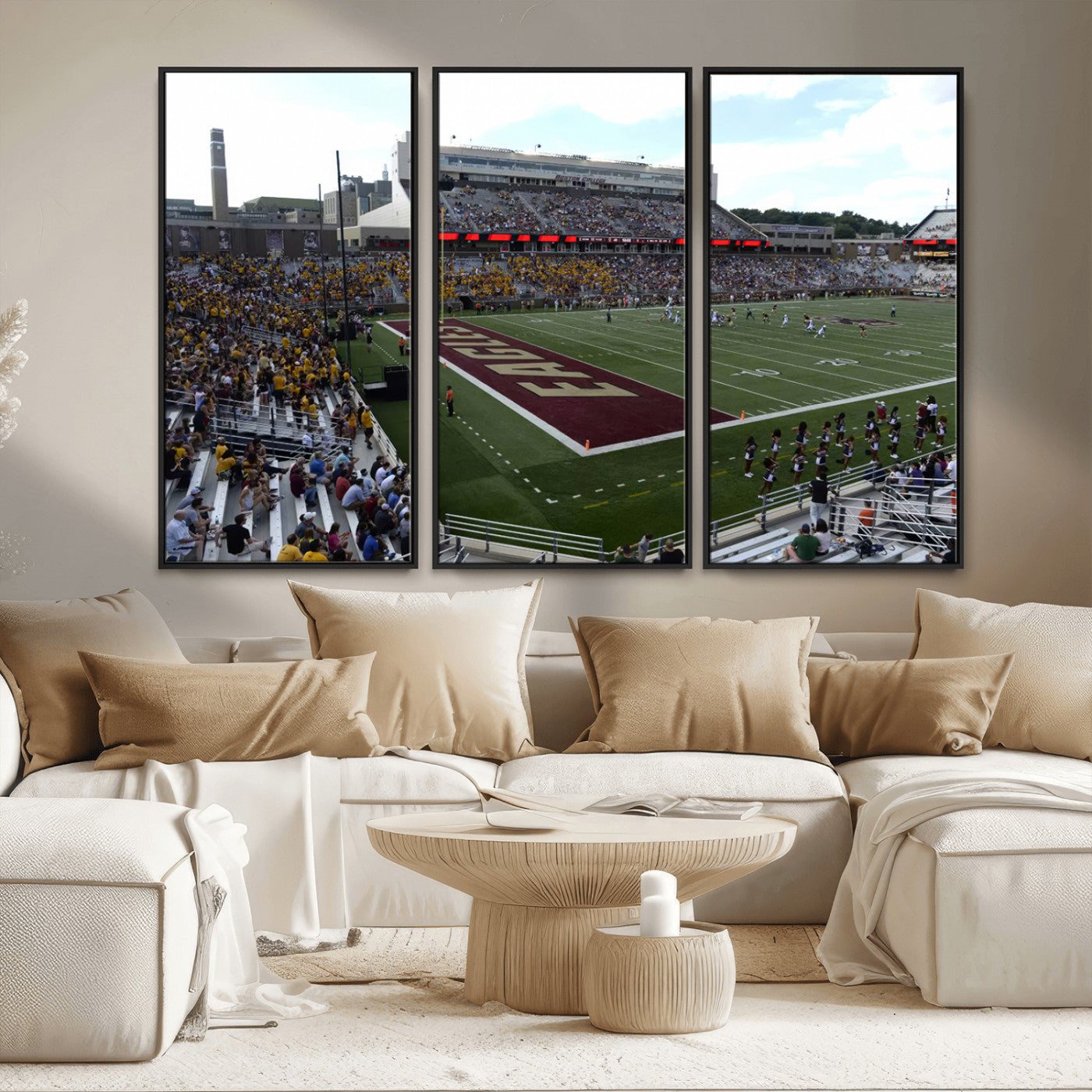 MGV-FC-48X32-3P - Boston College Eagles Football Team Print - Boston Alumni Stadium Wall Art Canvas Print