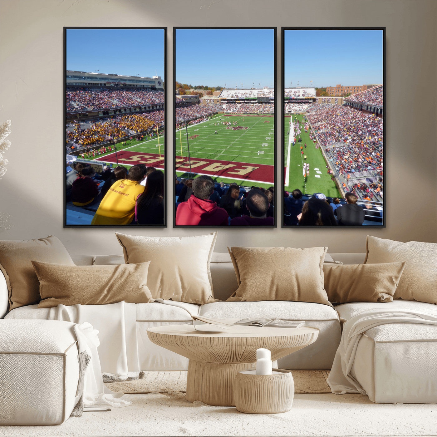 MGV-FC-48X32-3P - Boston College Eagles Football Team Print - Boston Alumni Stadium Wall Art Canvas Print