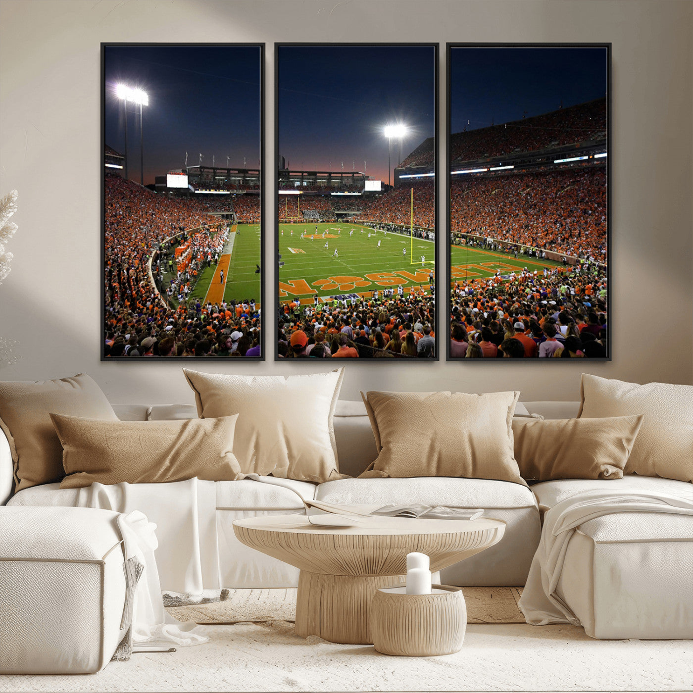 MGV-FC-48X32-3P - Clemson University Tigers Art Print, Football Team Print - Clemson Memorial Stadium Wall Art Canvas