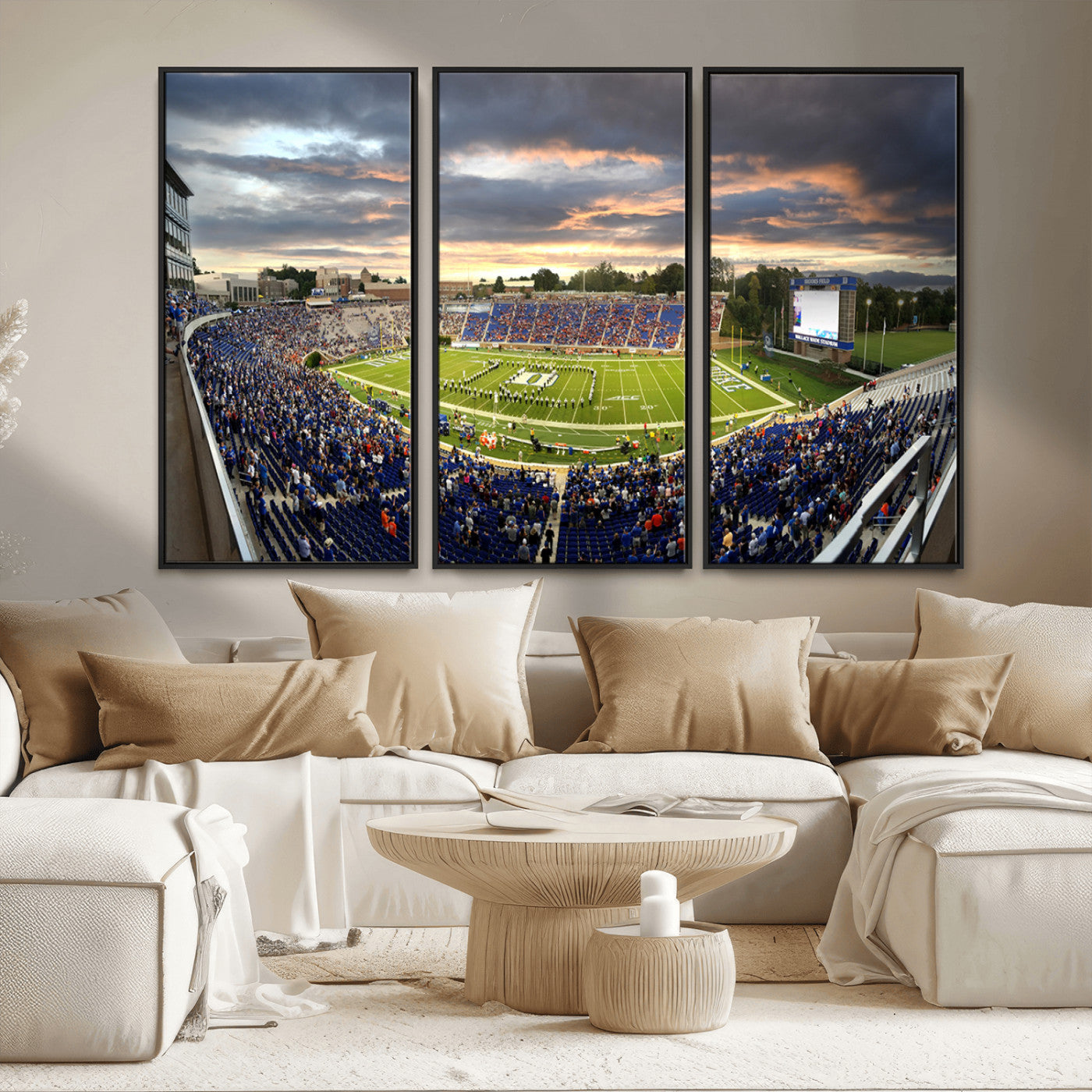 MGV-FC-48X32-3P - Duke University Blue Devils Football Team Print - Durham Wallace Wade Stadium Wall Art Canvas Print