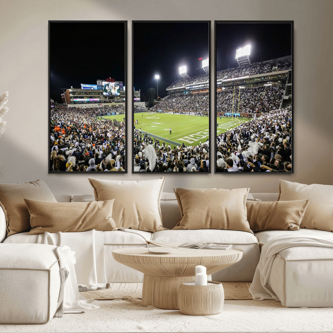 MGV-FC-48X32-3P - Georgia Tech Yellow Jackets Football Team Print - Atlanta Bobby Dodd Stadium Wall Art Canvas Print