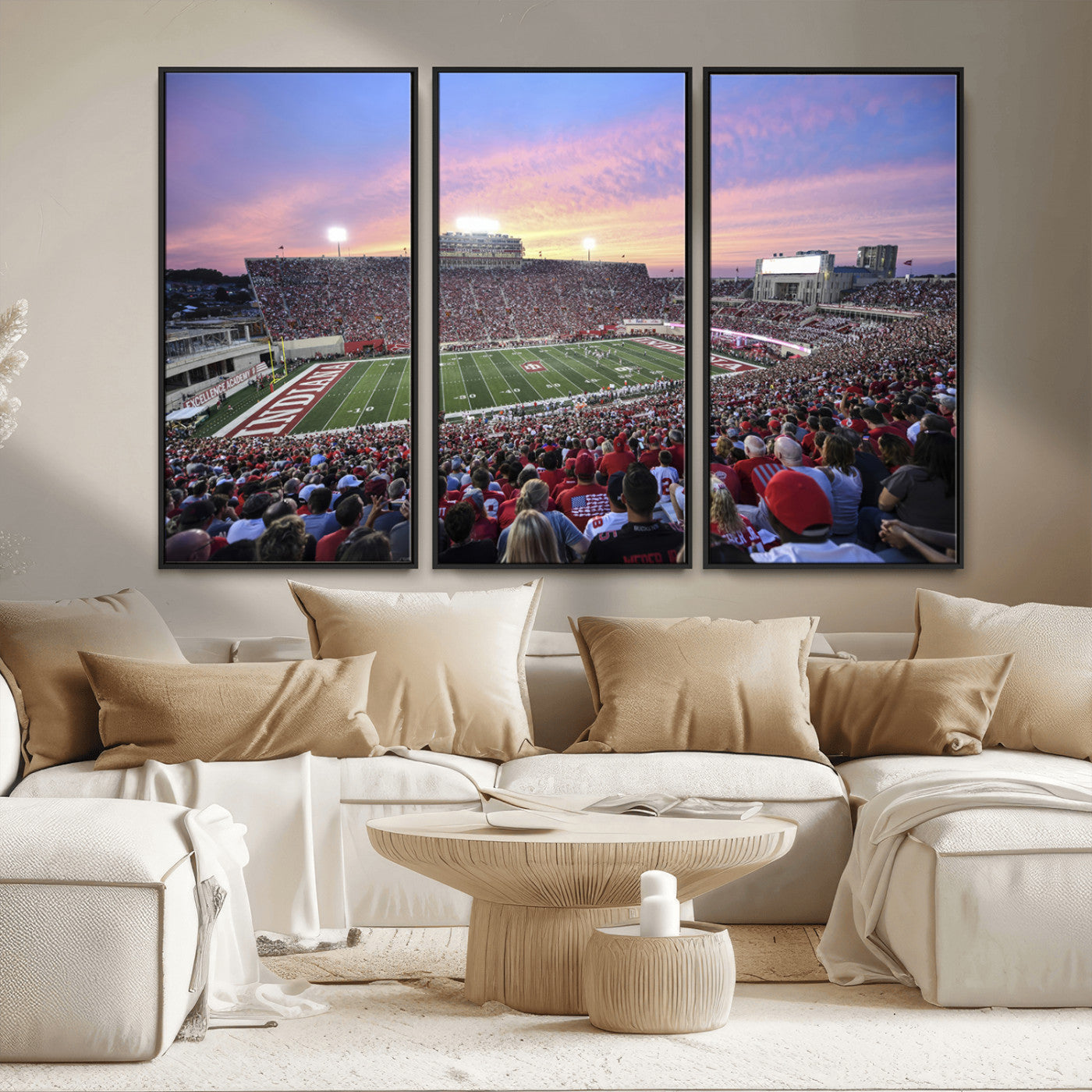 MGV-FC-48X32-3P - Indiana University Hoosiers Football Team Print - Bloomington Memorial Stadium Wall Art Canvas Print