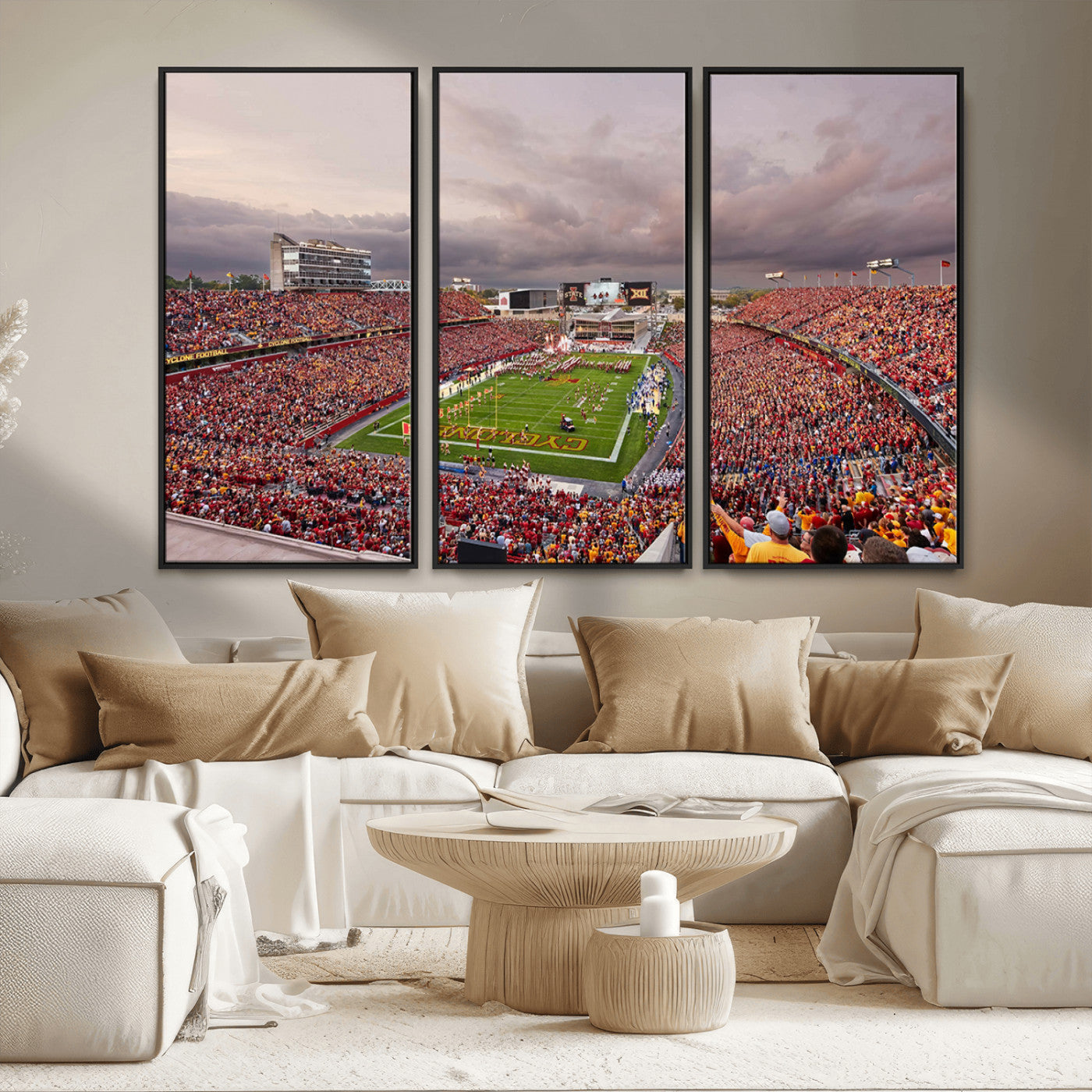 MGV-FC-48X32-3P - Iowa State University Cyclones Football Team Print - Ames Jack Trice Stadium Wall Art Canvas Print