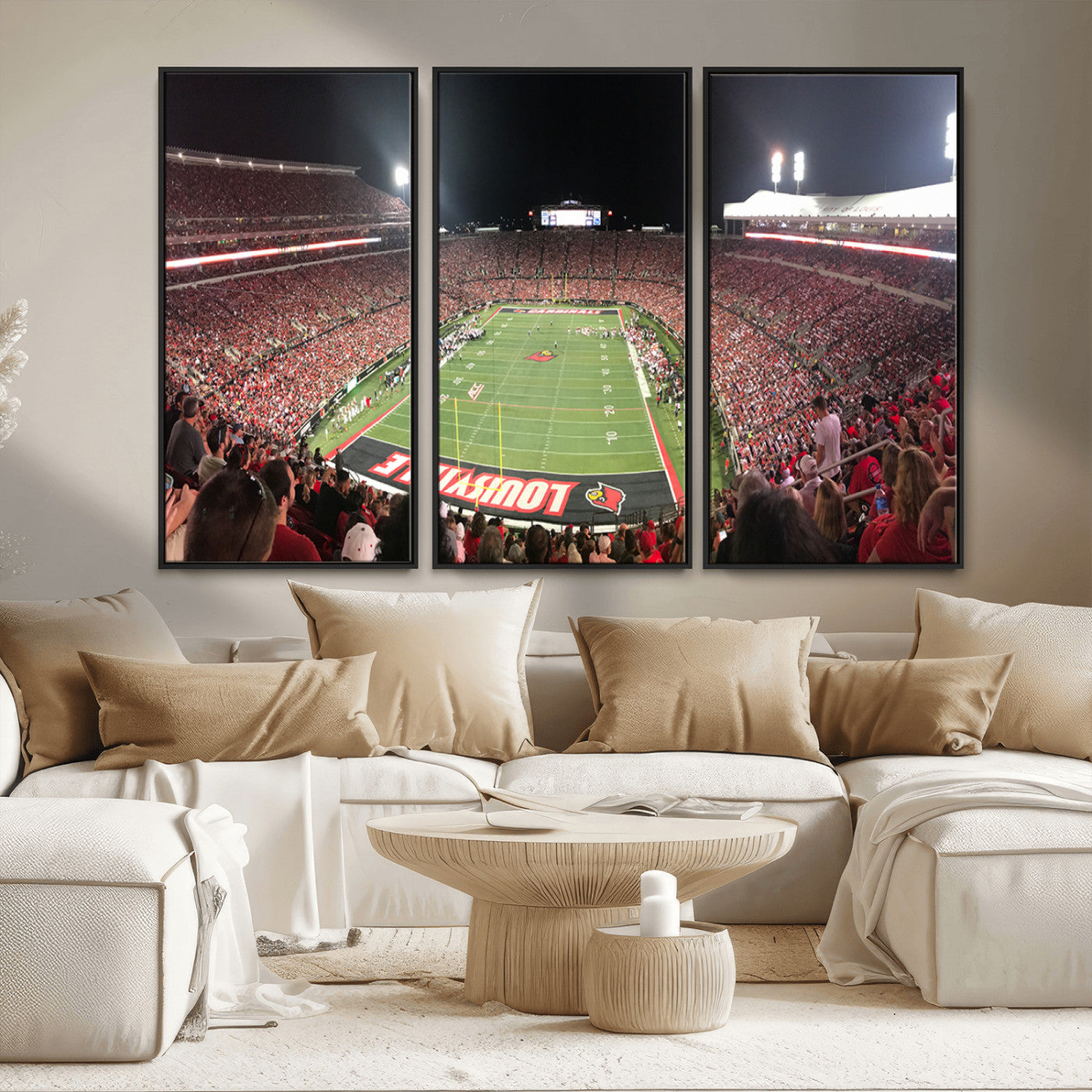 MGV-FC-48X32-3P - University of Louisville Cardinals Football Team Print - Louisville Cardinal Stadium Wall Art Canvas