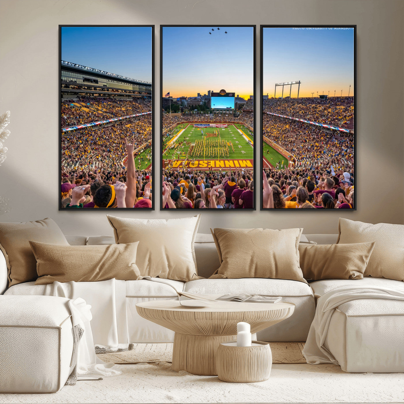 MGV-FC-48X32-3P - University of Minnesota Golden Gophers Football Team Print - Minneapolis Huntington Bank Stadium