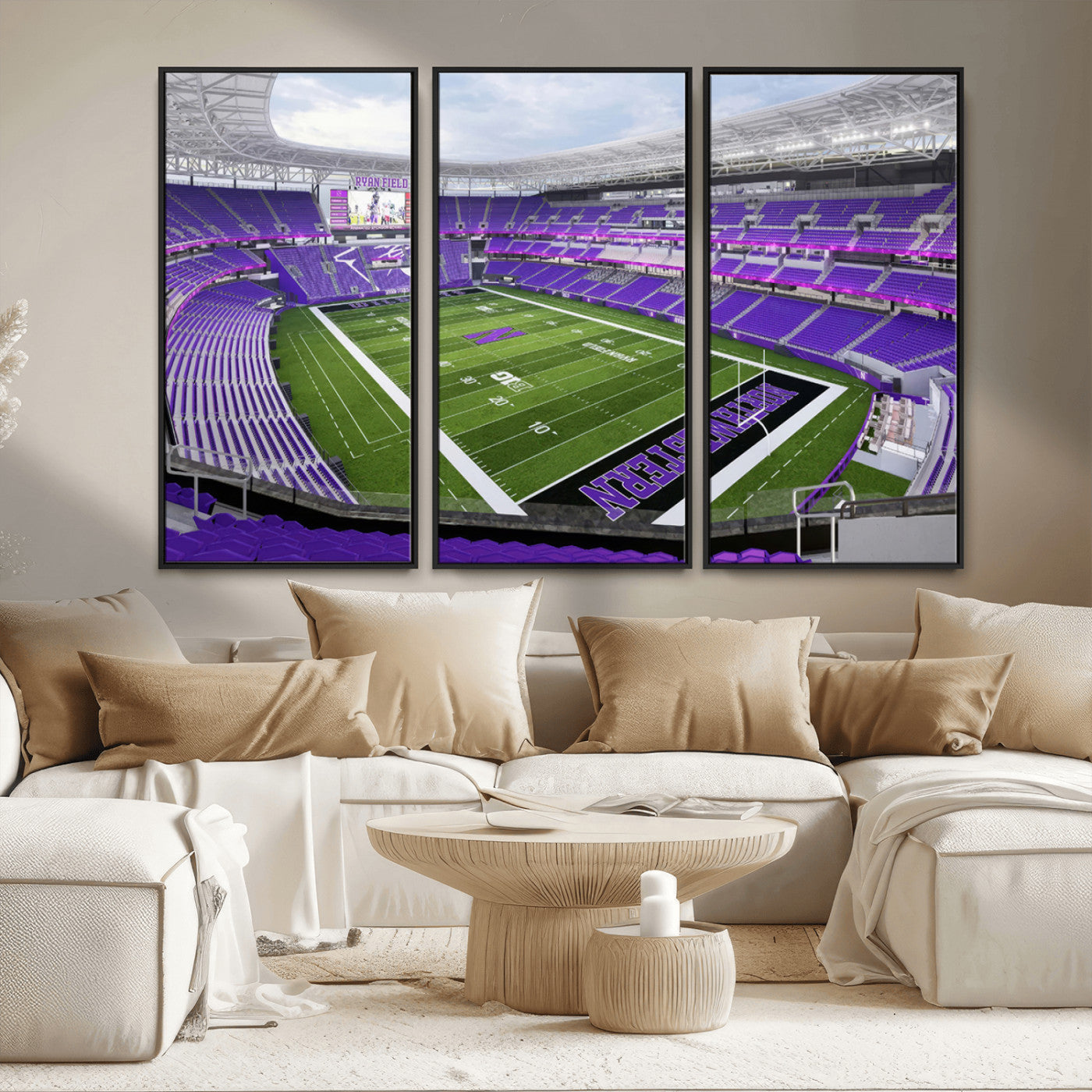 MGV-FC-48X32-3P - Northwestern University Wildcats Football Team Print - Evanston Ryan Field Wall Art Canvas Print