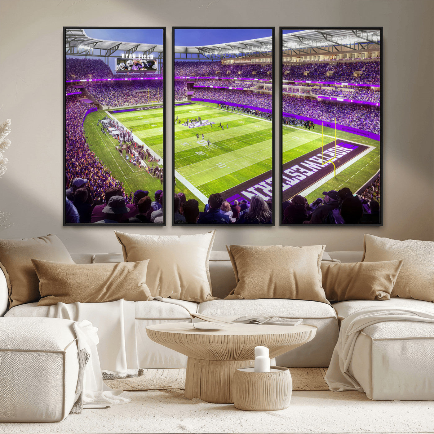 MGV-FC-48X32-3P - Northwestern University Wildcats Football Team Print - Evanston Ryan Field Wall Art Canvas Print