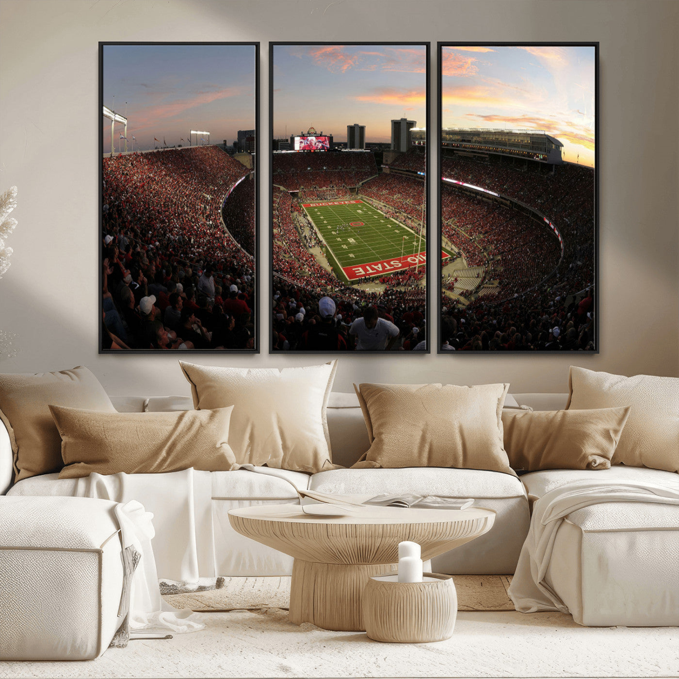 MGV-FC-48X32-3P - Ohio State University Buckeyes Football Team Print - Columbus Ohio Stadium Wall Art Canvas Print