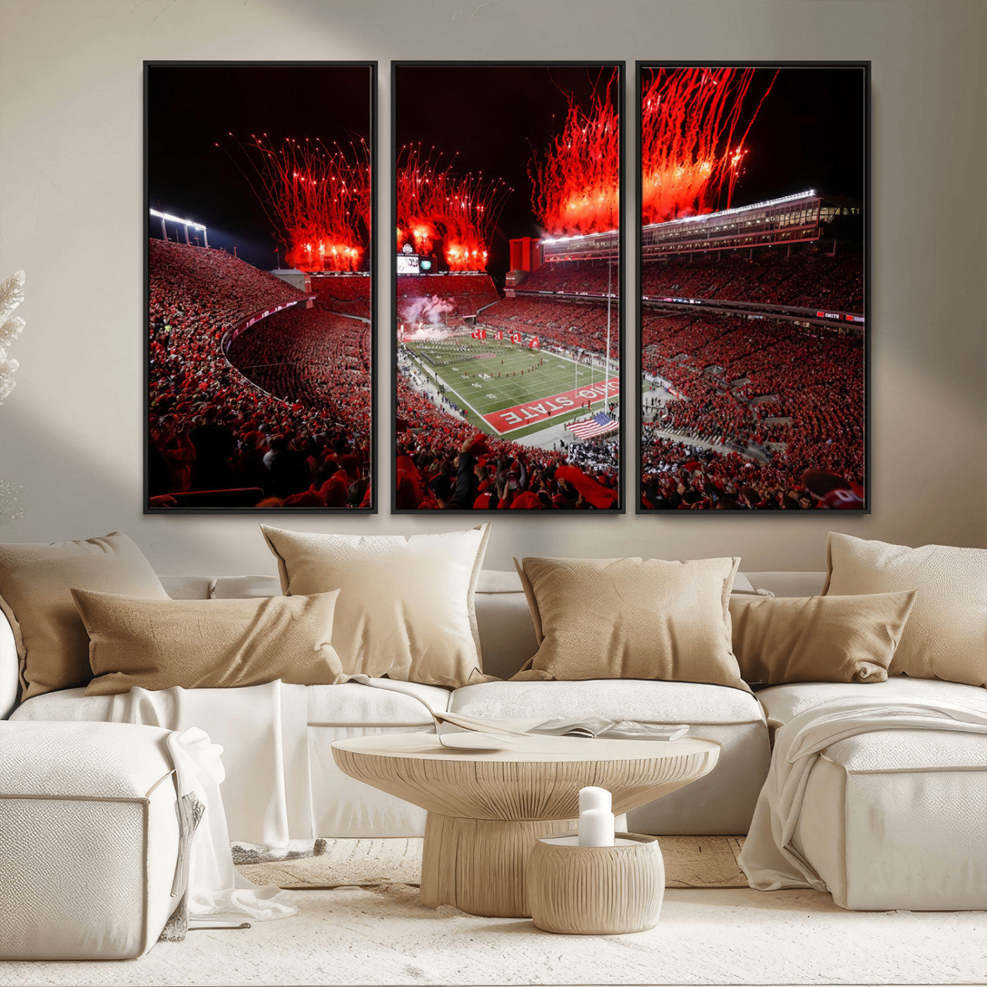 MGV-FC-48X32-3P - Ohio State University Buckeyes Football Team Print - Columbus Ohio Stadium Wall Art Canvas Print