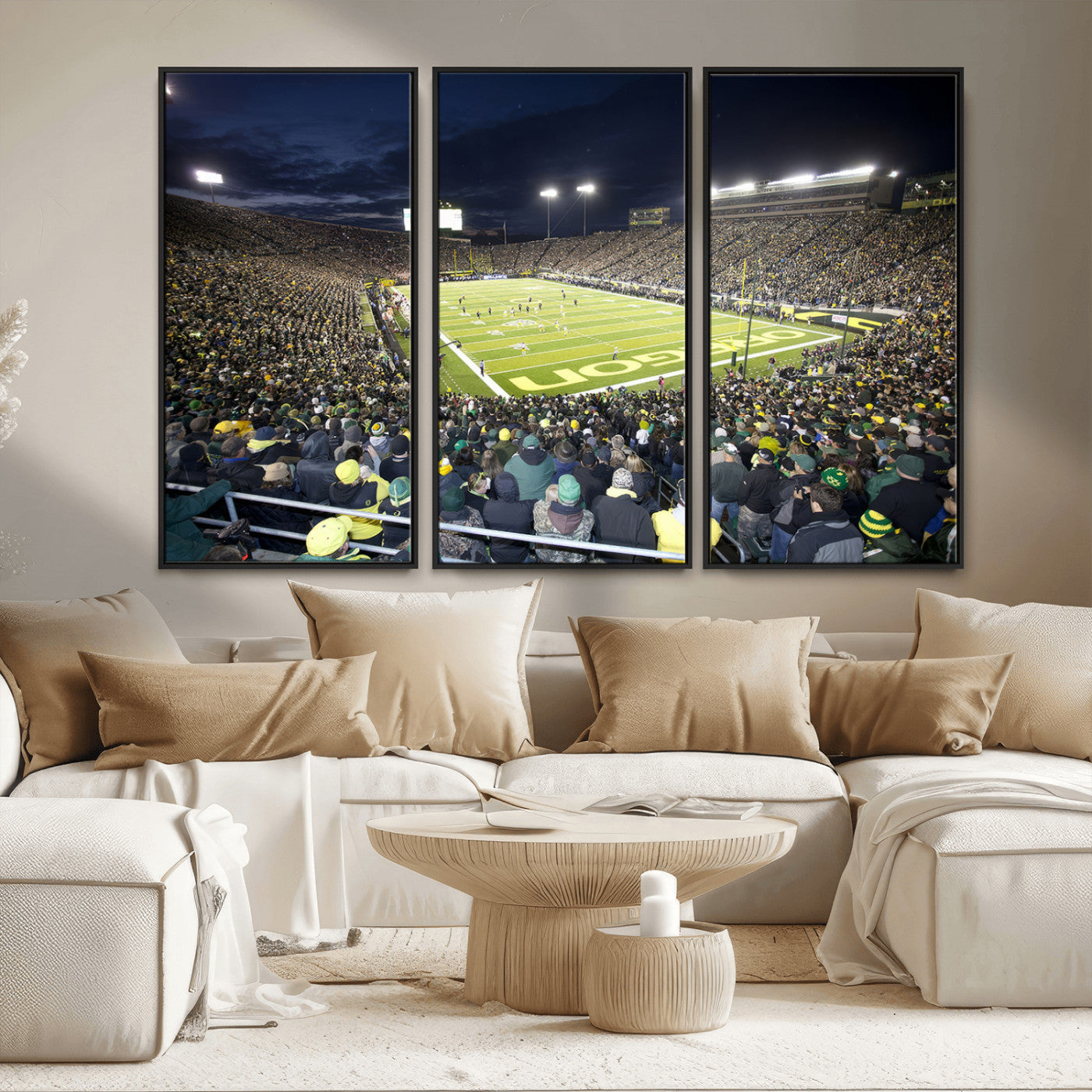 MGV-FC-48X32-3P - University of Oregon Ducks Football Team Print - Eugene Autzen Stadium Wall Art Canvas Print