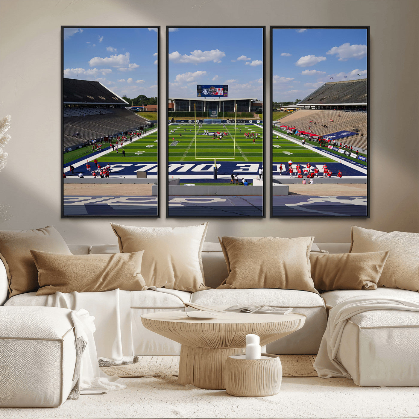 MGV-FC-48X32-3P - Rice University Owls Football Team Print - Houston Rice Stadium Wall Art Canvas Print