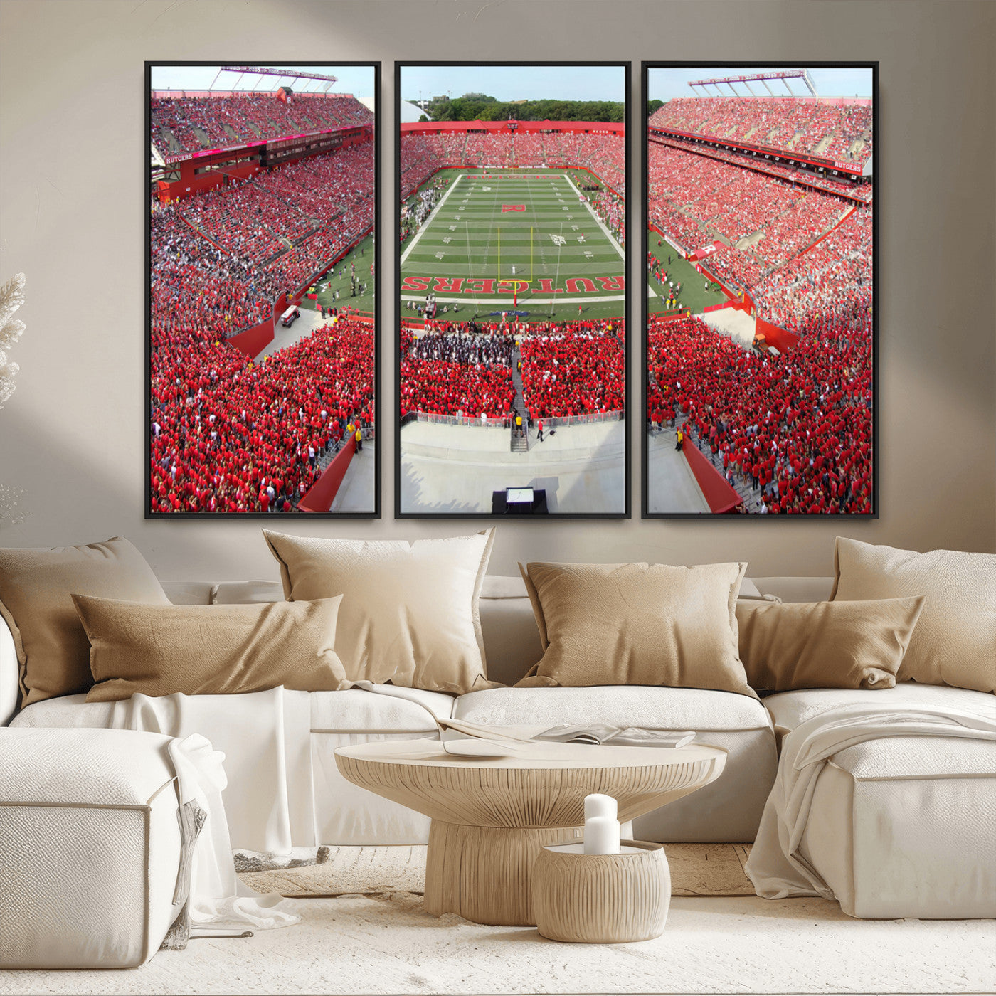 MGV-FC-48X32-3P - Rutgers Scarlet Knights Football Team Print - Piscataway SHI Stadium Wall Art Canvas Print