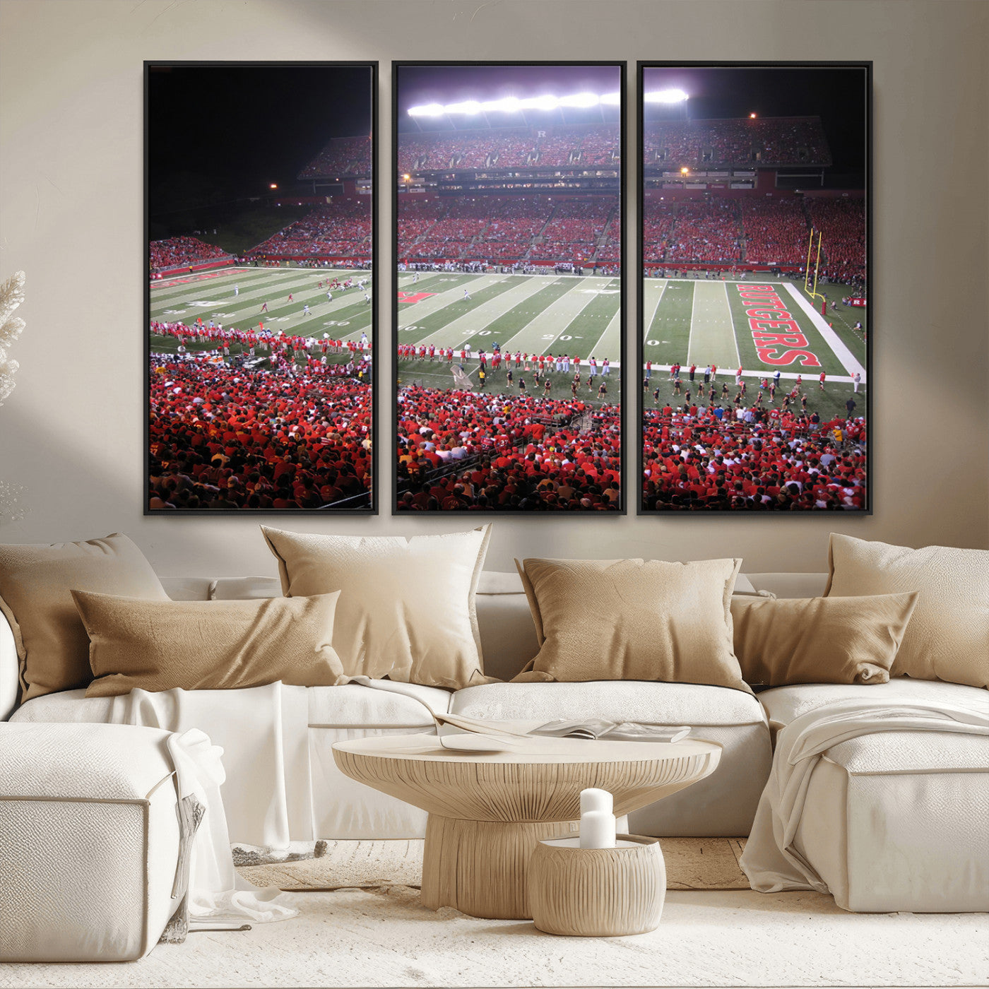 MGV-FC-48X32-3P - Rutgers University Scarlet Knights Football Team Print - Piscataway SHI Stadium Wall Art Canvas