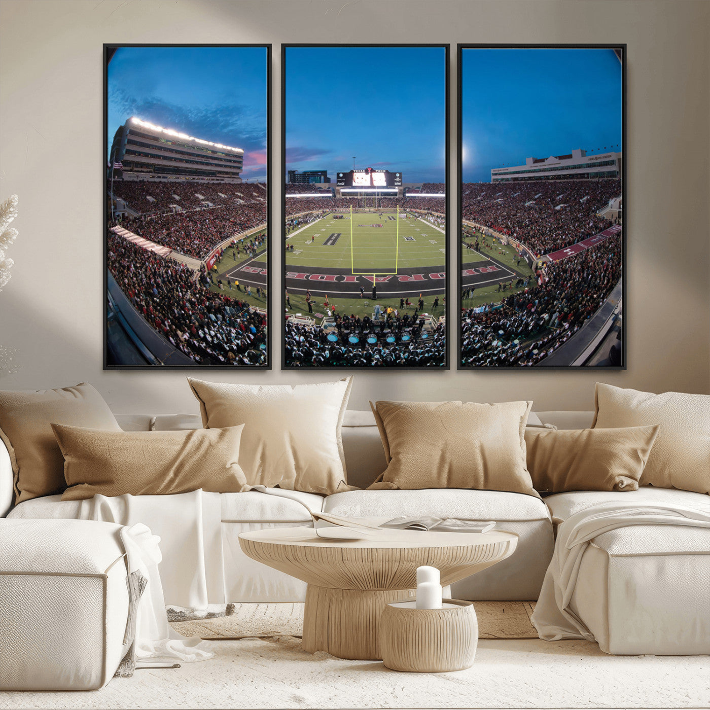 MGV-FC-48X32-3P - Texas Tech Red Raiders Canvas, Framed Football Team Print - Lubbock Jones AT&T Stadium Wall Art