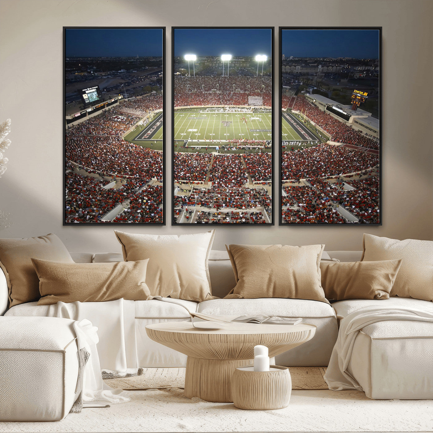 MGV-FC-48X32-3P - Texas Tech Red Raiders Football Team Print - Lubbock Jones AT&T Stadium Wall Art Canvas Print