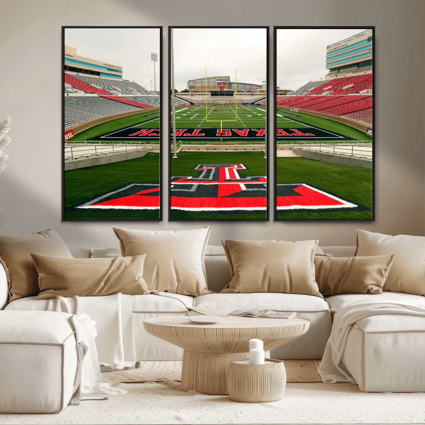 MGV-FC-48X32-3P - Texas Tech Red Raiders Football Team Print - Lubbock Jones AT&T Stadium Wall Art Canvas Print
