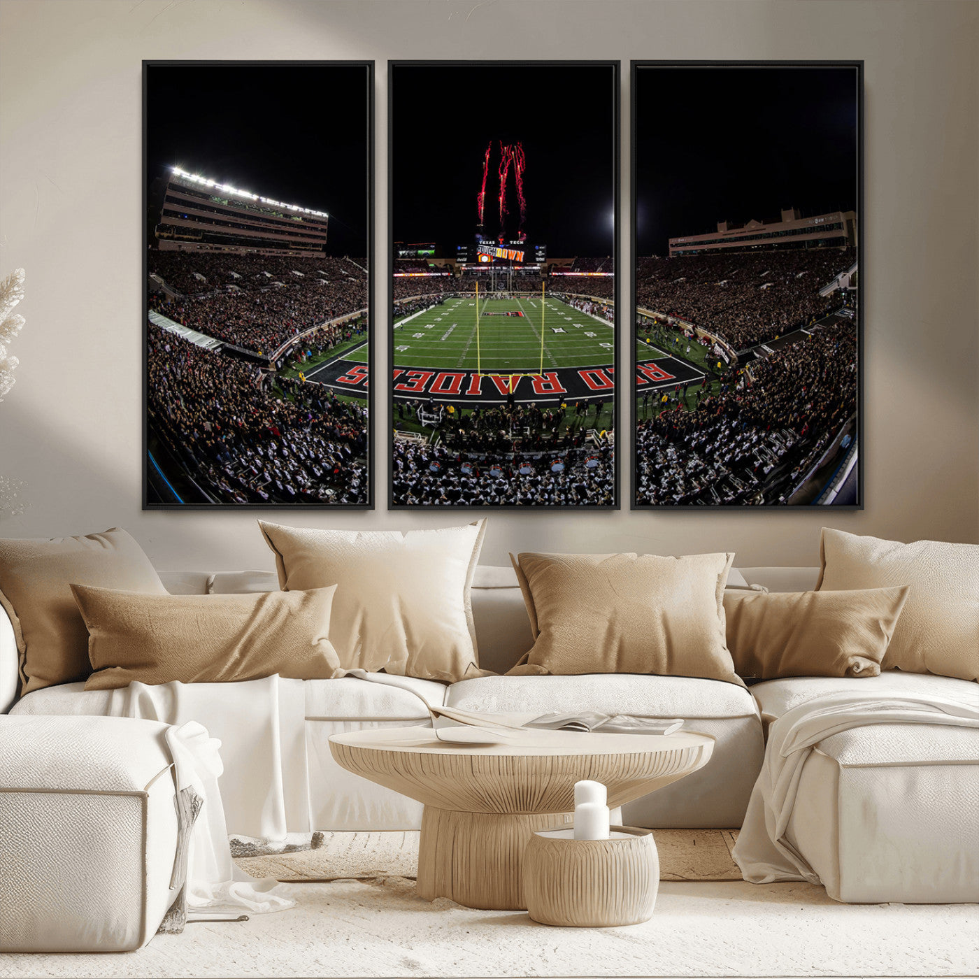 MGV-FC-48X32-3P - Framed Texas Tech Red Raiders Stadium Canvas, Texas Tech Red Raiders Football Team Print - Lubbock