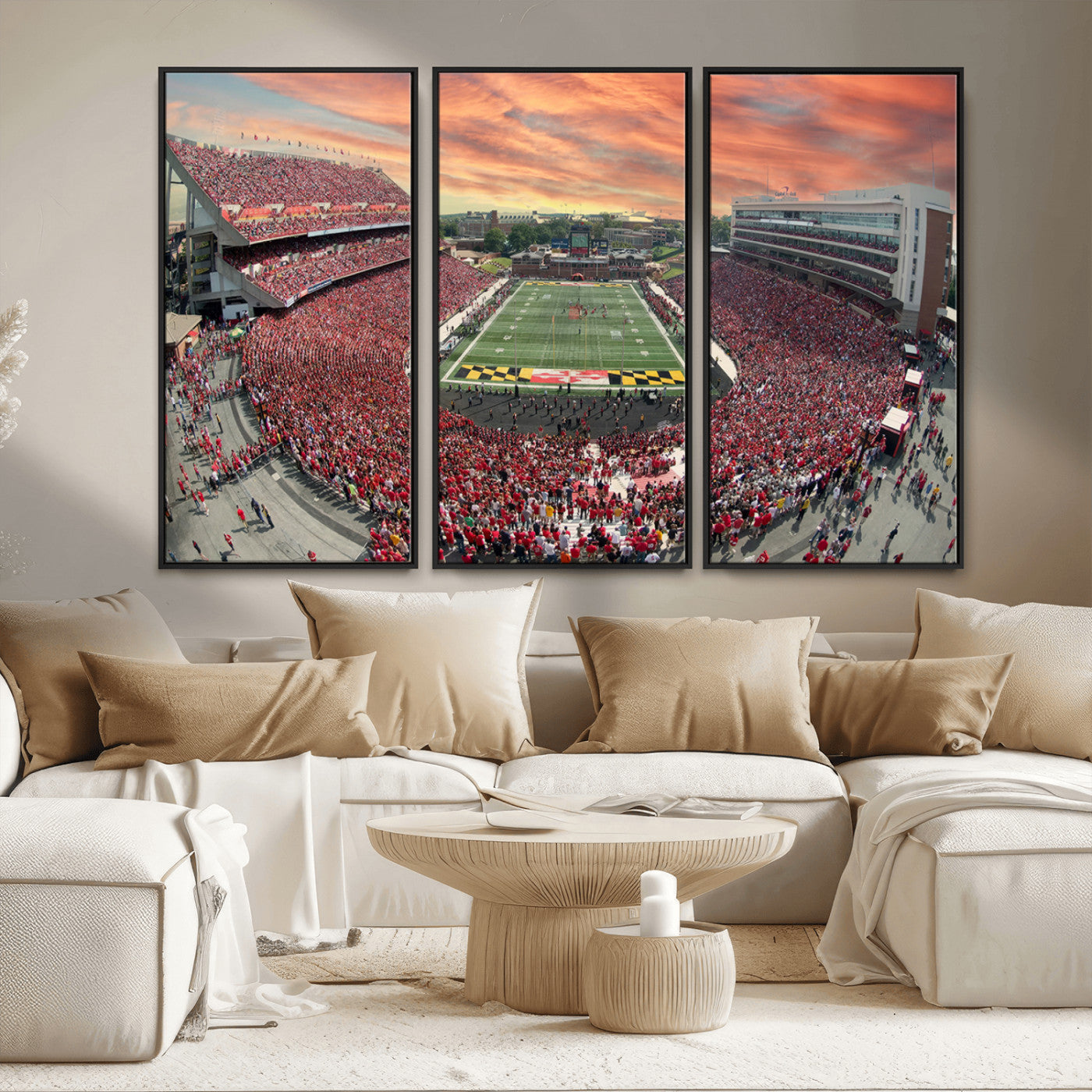 MGV-FC-48X32-3P - University of Maryland Terrapins Football Team Print - College Park SECU Stadium Wall Art Canvas