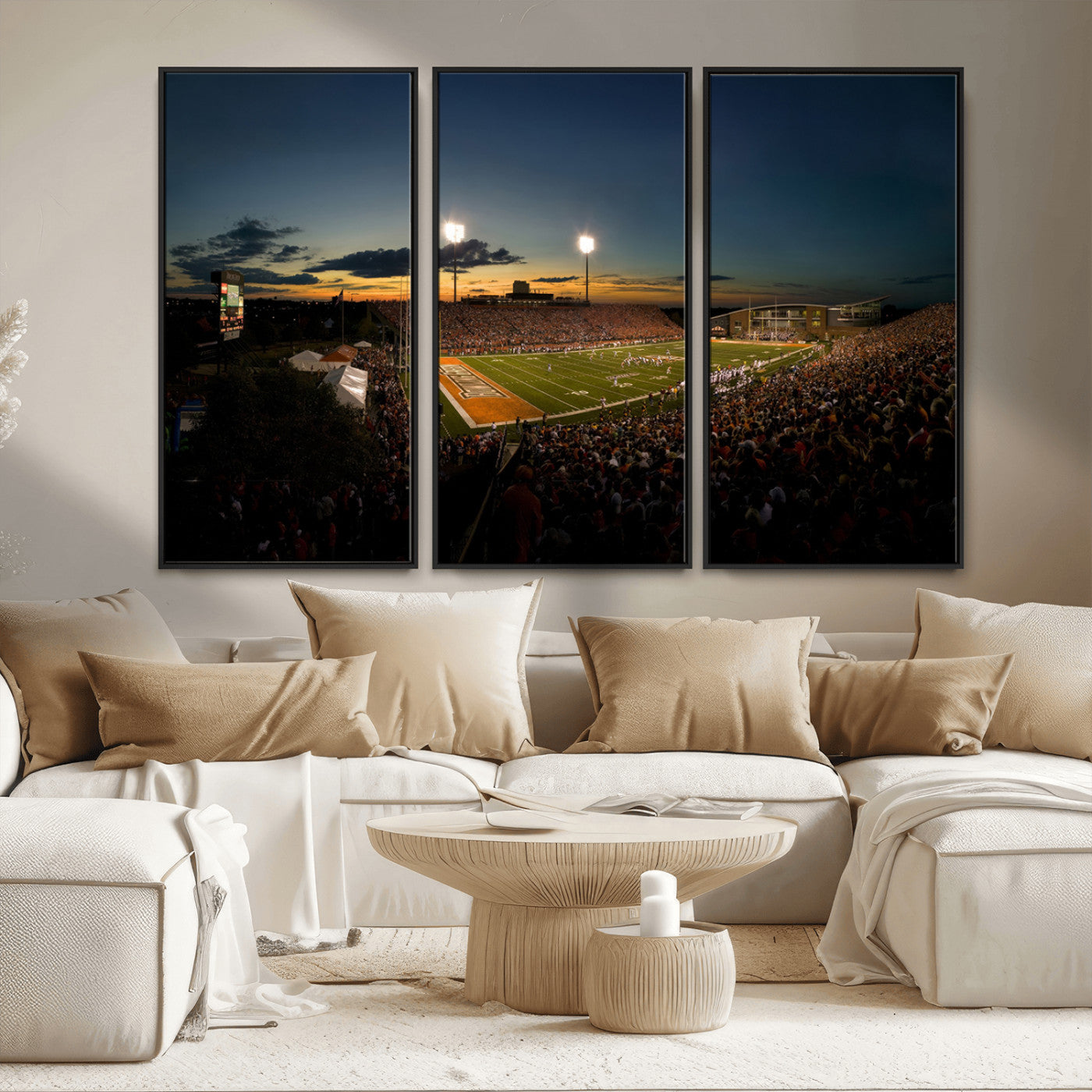 MGV-FC-48X32-3P - Ball State Cardinals Football Team Print - Muncie Scheumann Stadium Wall Art Canvas Print