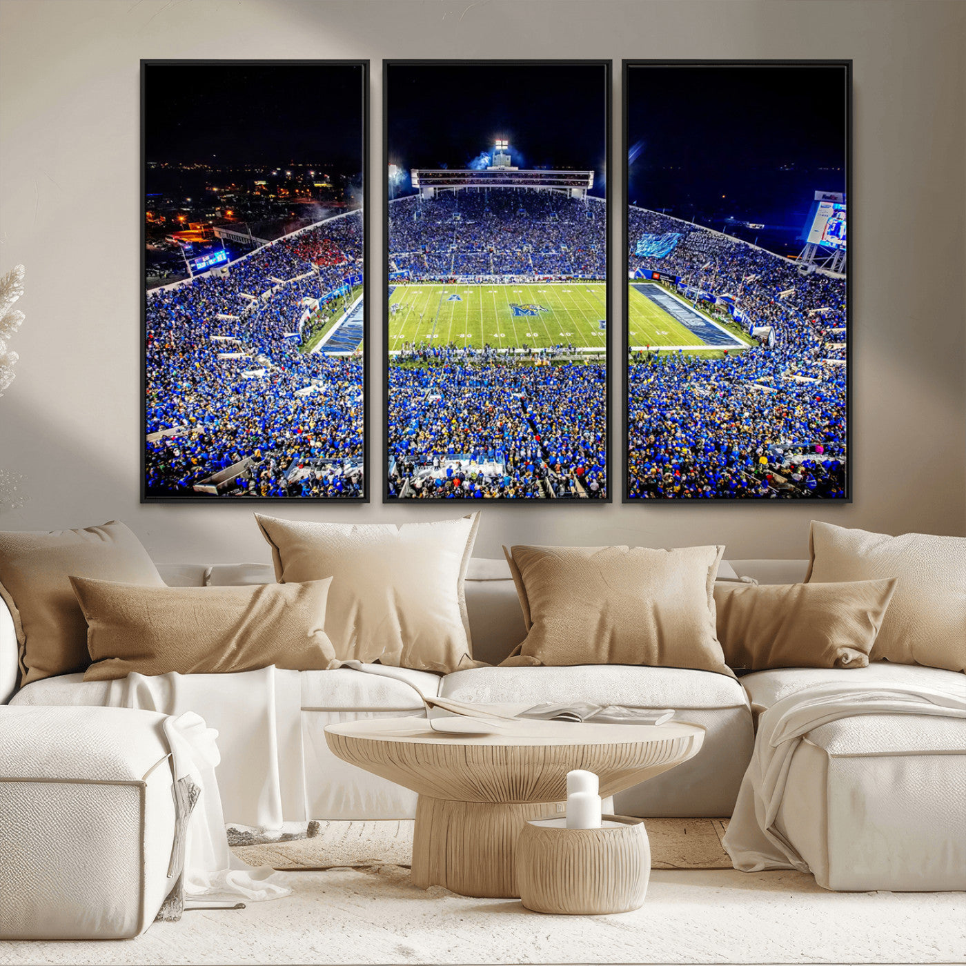 MGV-FC-48X32-3P - University of Memphis Tigers Football Team Print - Memphis Simmons Bank Liberty Stadium Wall Art