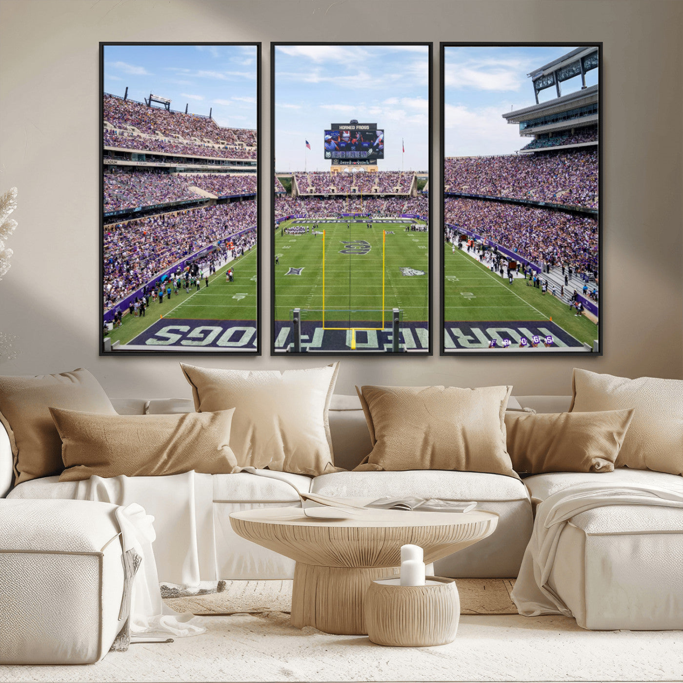 MGV-FC-48X32-3P - TCU Horned Frogs Football Team Print - Fort Worth Amon G. Carter Stadium Wall Art Canvas Print