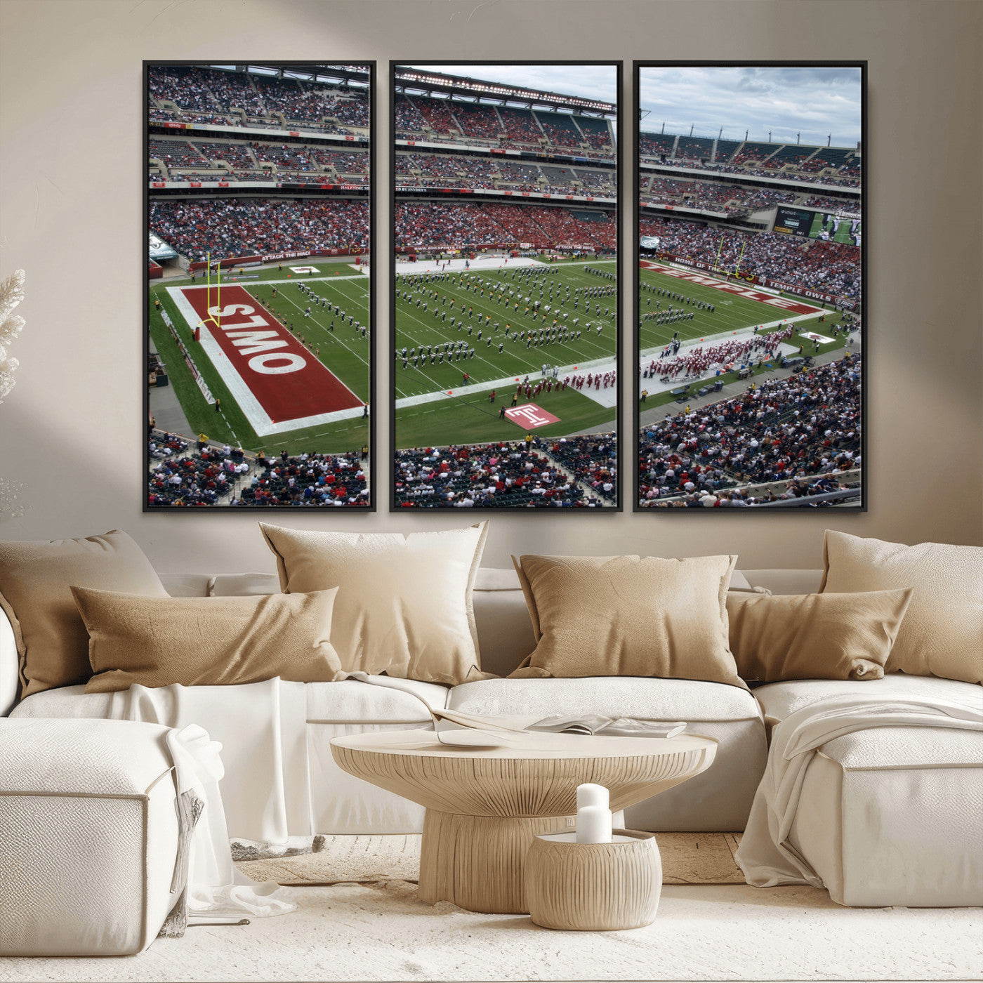 MGV-FC-48X32-3P - The Temple University Owls Athletics Team Print - Philadelphia Lincoln Financial Field Stadium Wall