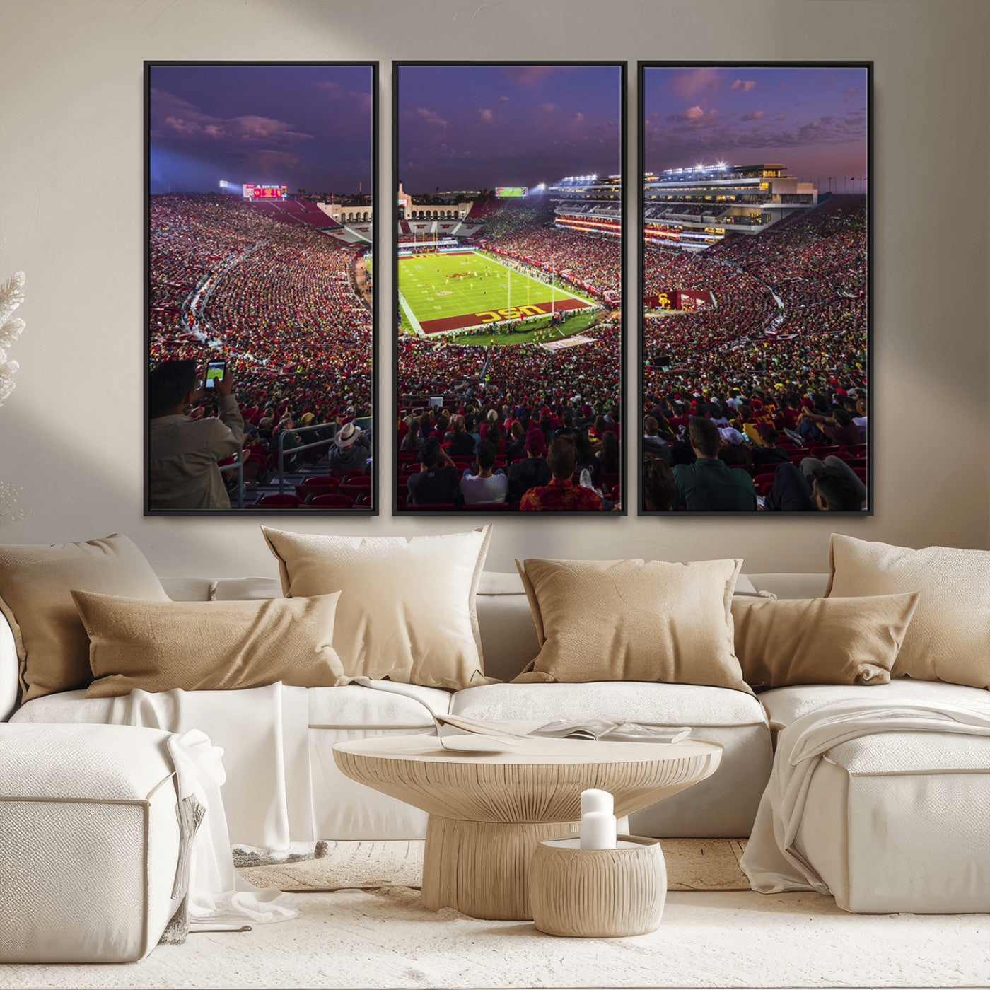 MGV-FC-48X32-3P - The University of Southern California USC Trojans Football Team Print - Los Angeles Memorial