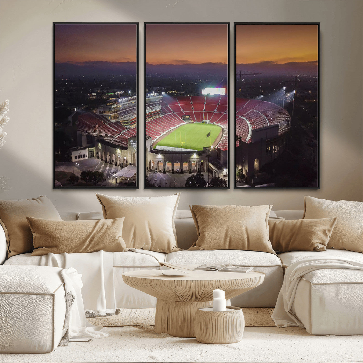 MGV-FC-48X32-3P - The University of Southern California USC Trojans Football Team Print - Los Angeles Memorial