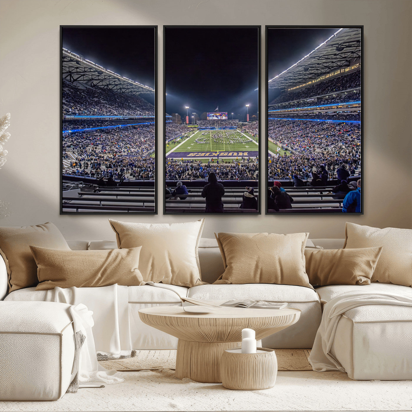 MGV-FC-48X32-3P - The University of Washington Huskies Football Team Print - Seattle Husky Stadium Wall Art Canvas