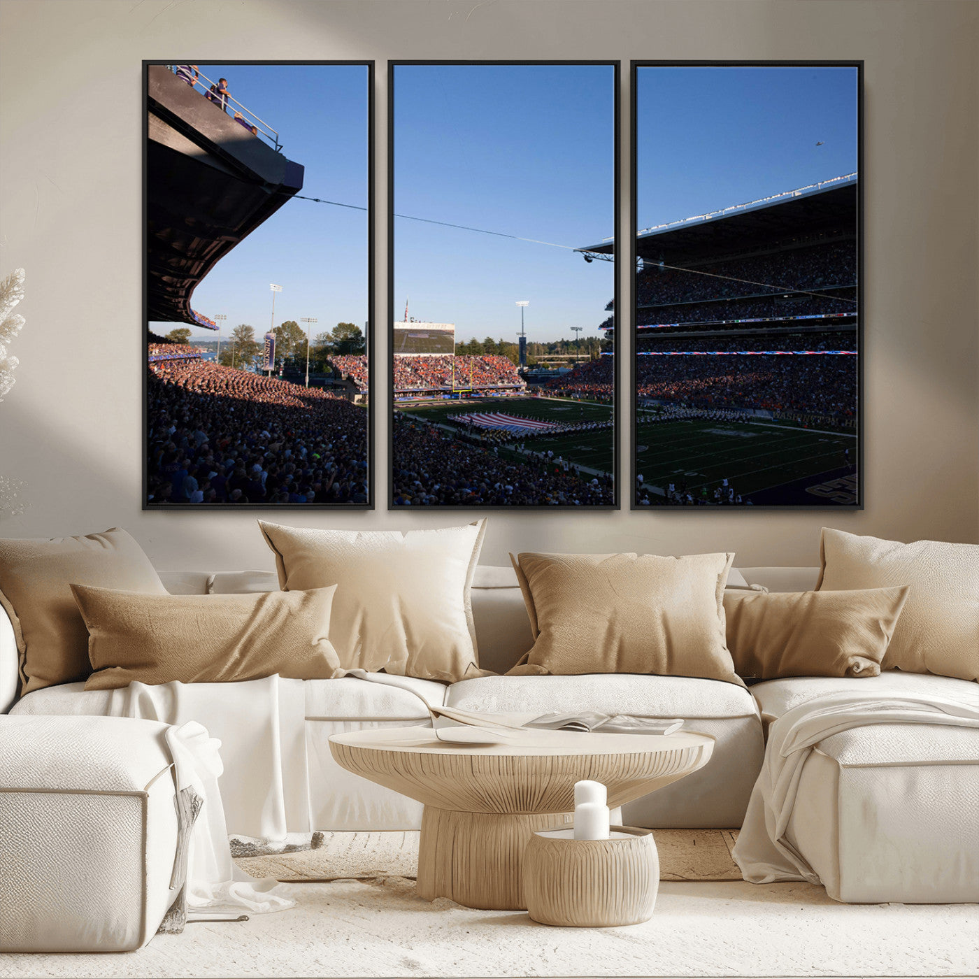 MGV-FC-48X32-3P - The University of Washington Huskies Football Team Print - Seattle Husky Stadium Wall Art Canvas