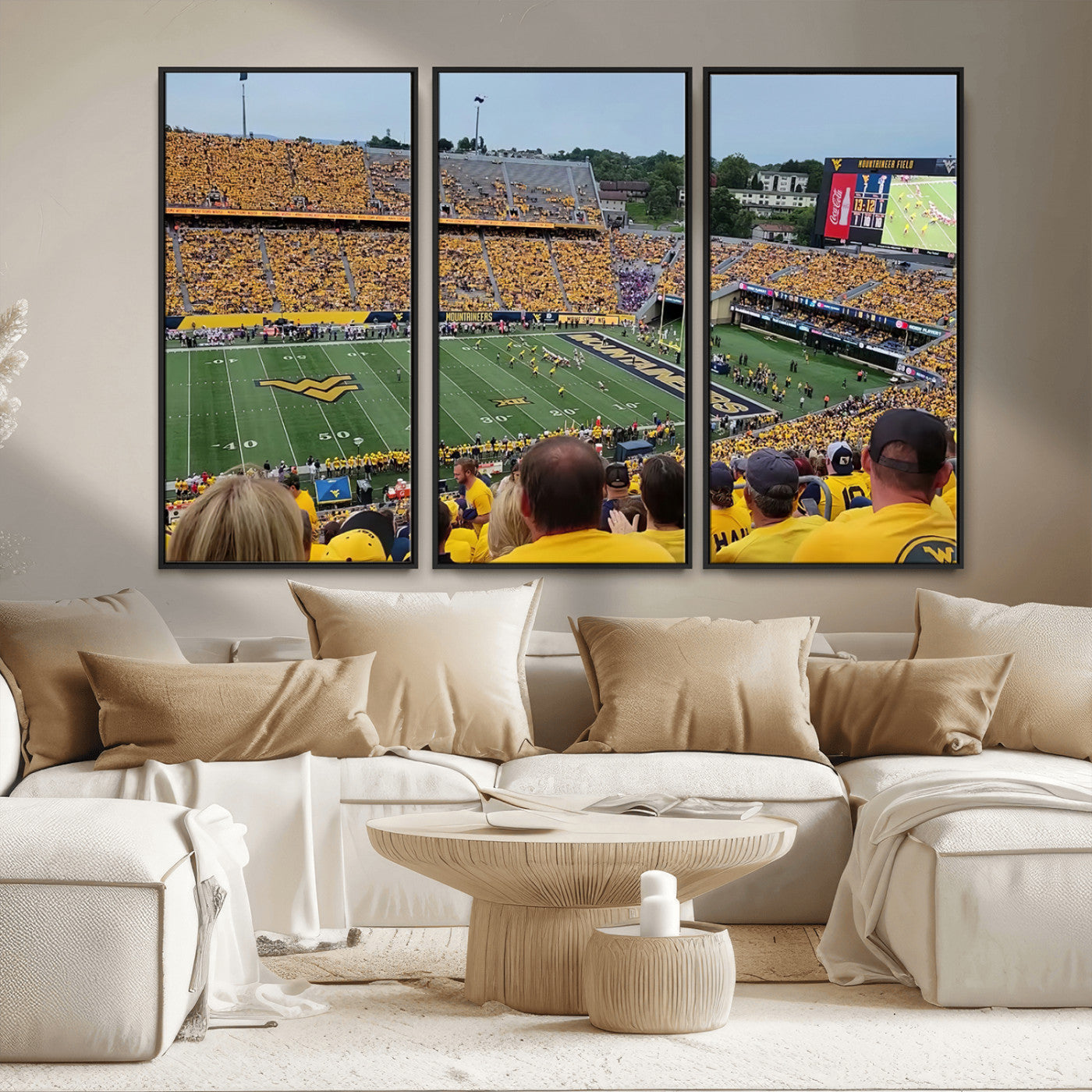 MGV-FC-48X32-3P - Puskar Stadium Canvas Print Wall Art - Morgantown Print - West Virginia University Mountaineers