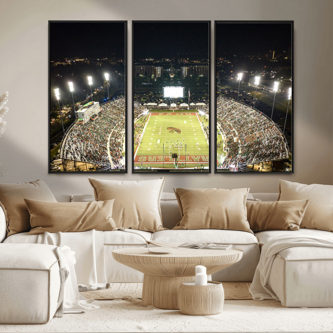 MGV-FC-48X32-3P - Florida A&M Rattlers Football Team Print - Tallahassee Bragg Memorial Stadium Wall Art Canvas Print