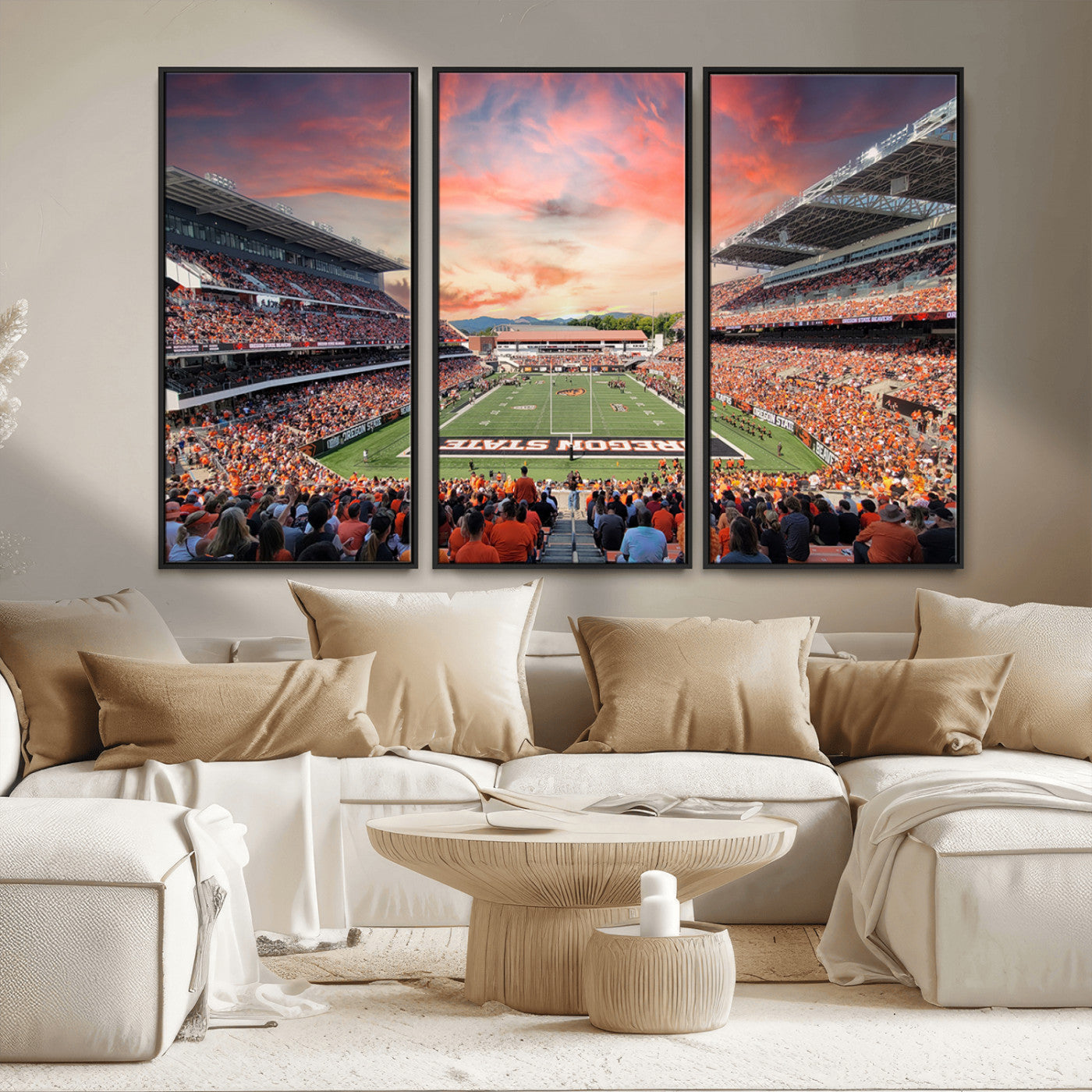 MGV-FC-48X32-3P - Oregon State Beavers Football Team Print - Corvallis Reser Stadium Wall Art Canvas Print