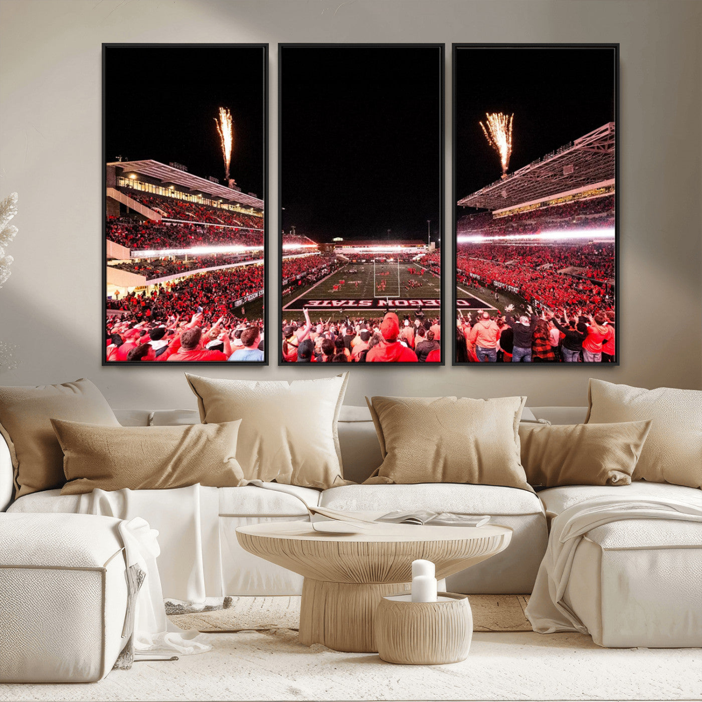 MGV-FC-48X32-3P - Oregon State Beavers Football Team Print - Corvallis Reser Stadium Wall Art Canvas Print
