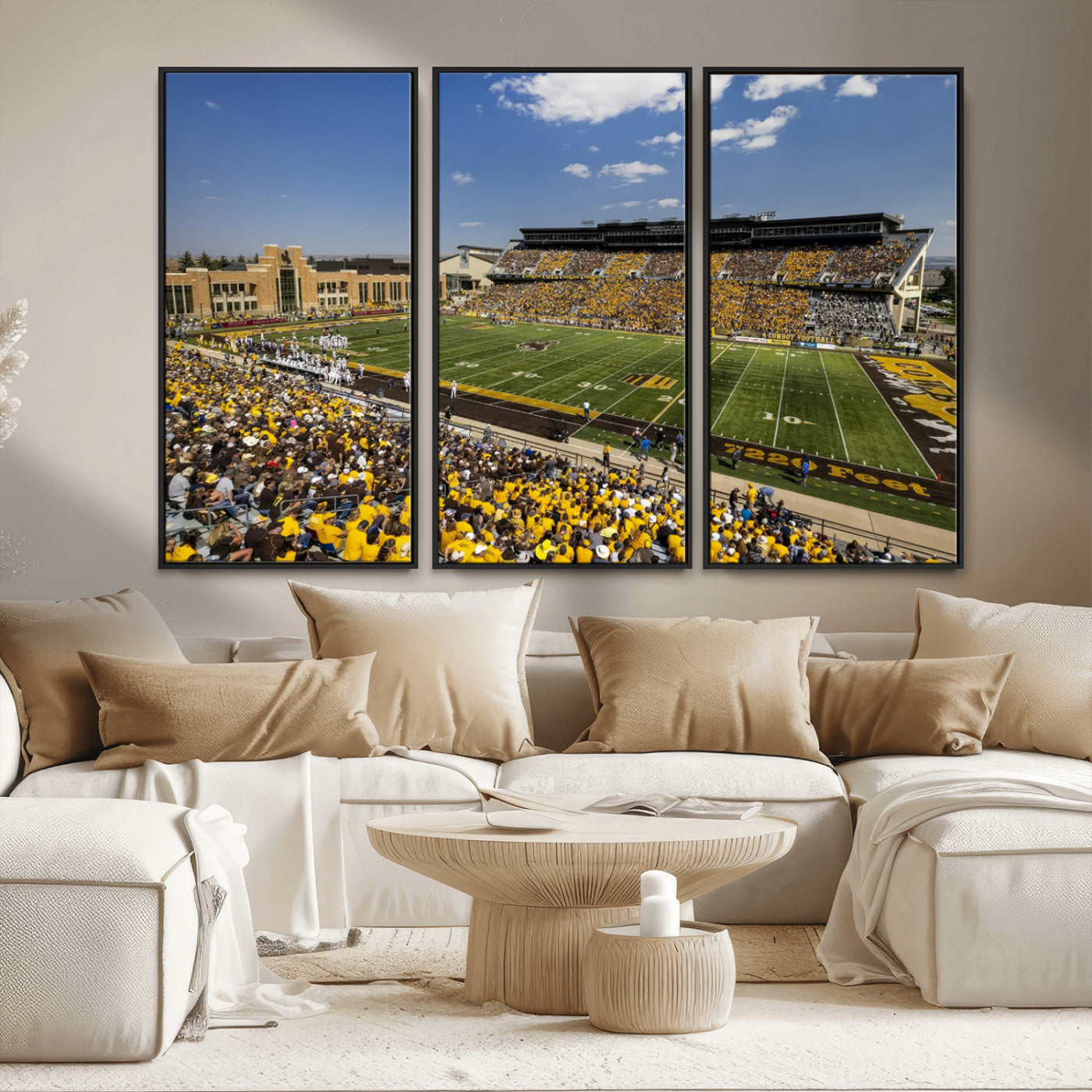 MGV-FC-48X32-3P - University of Wyoming Cowboys Football Team Print - Laramie Jonah Field War Memorial Stadium Wall