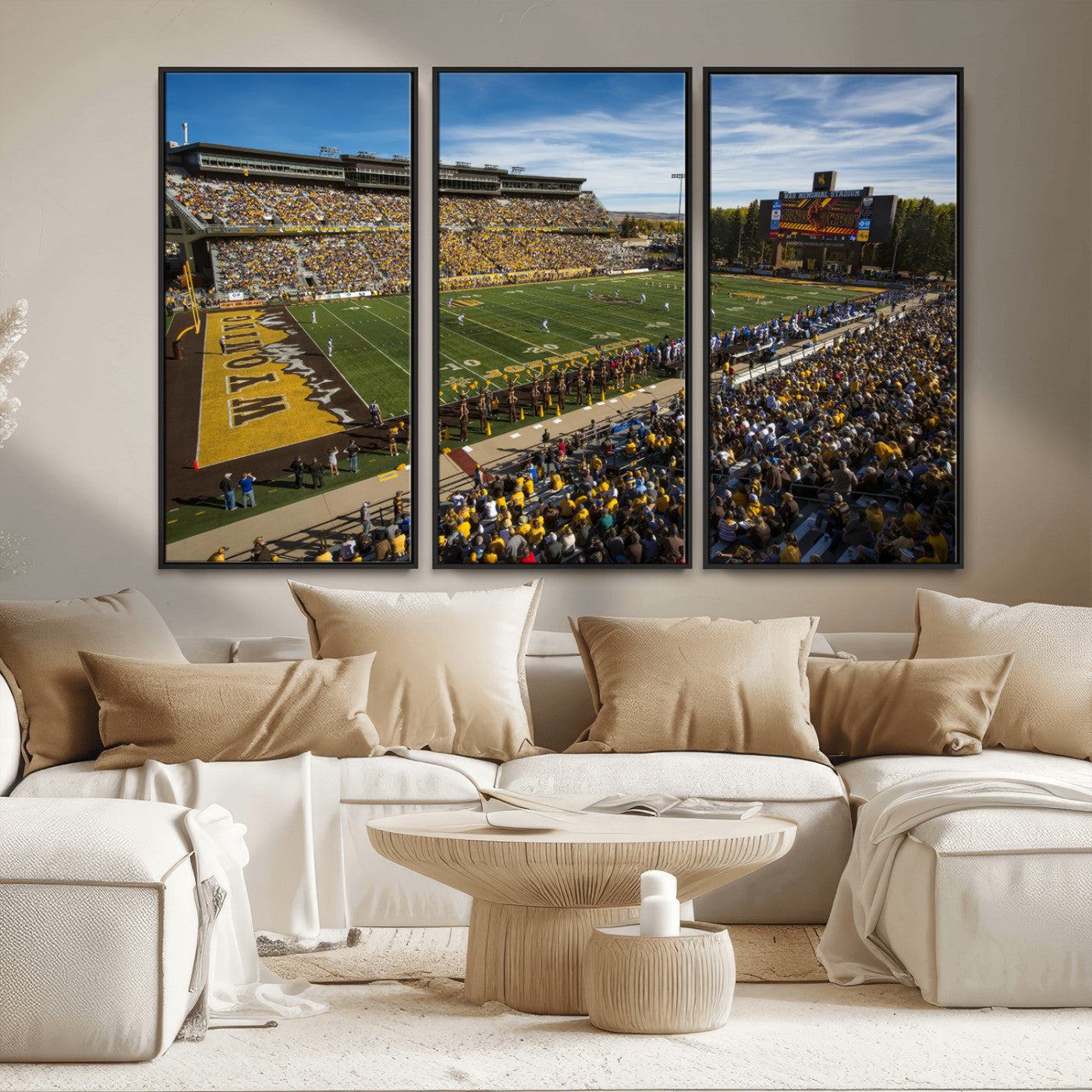 MGV-FC-48X32-3P - University of Wyoming Cowboys Football Team Print - Laramie Jonah Field War Memorial Stadium Wall